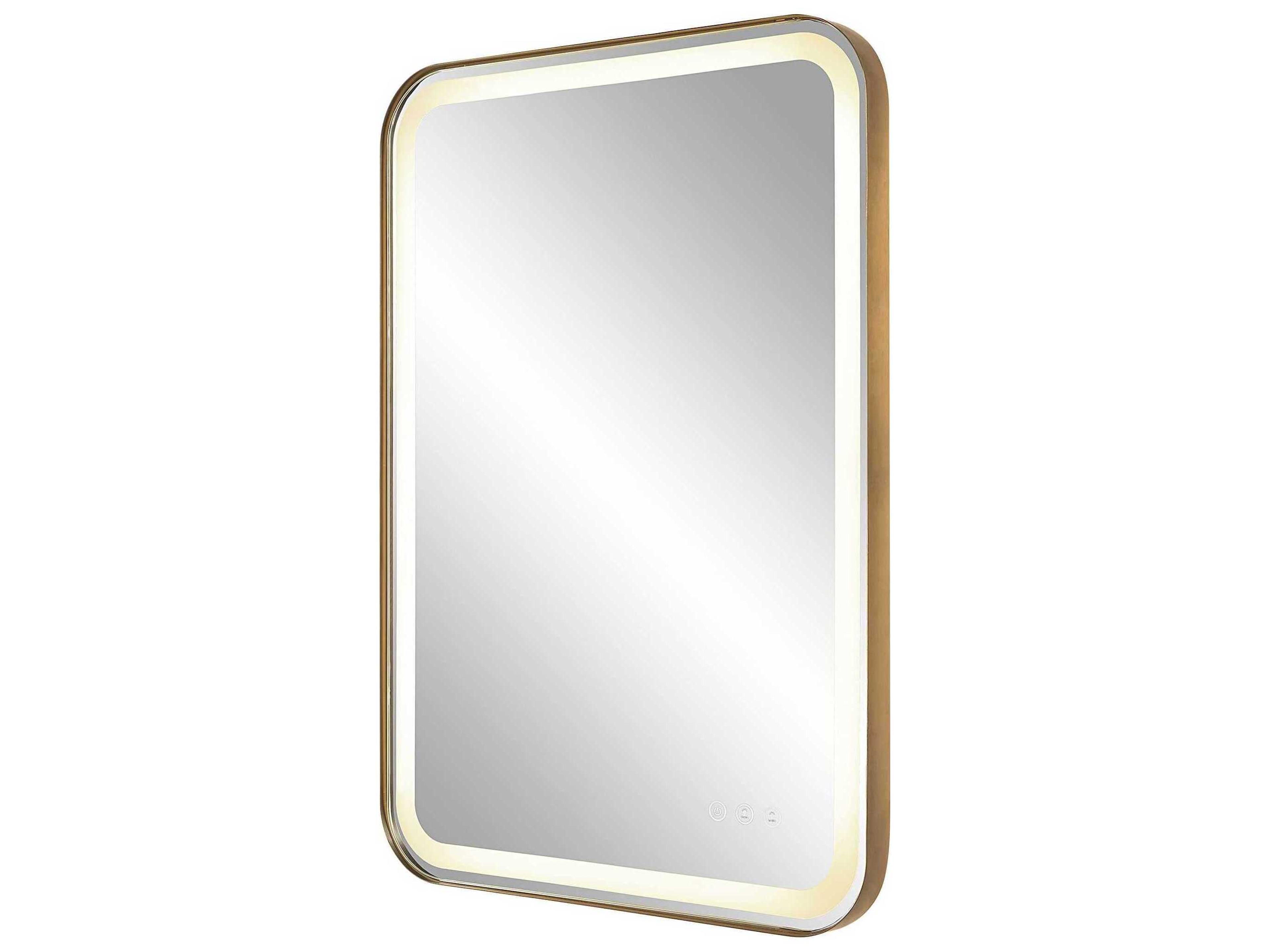 Uttermost Crofton Brass Rectangular LED Wall Mirror