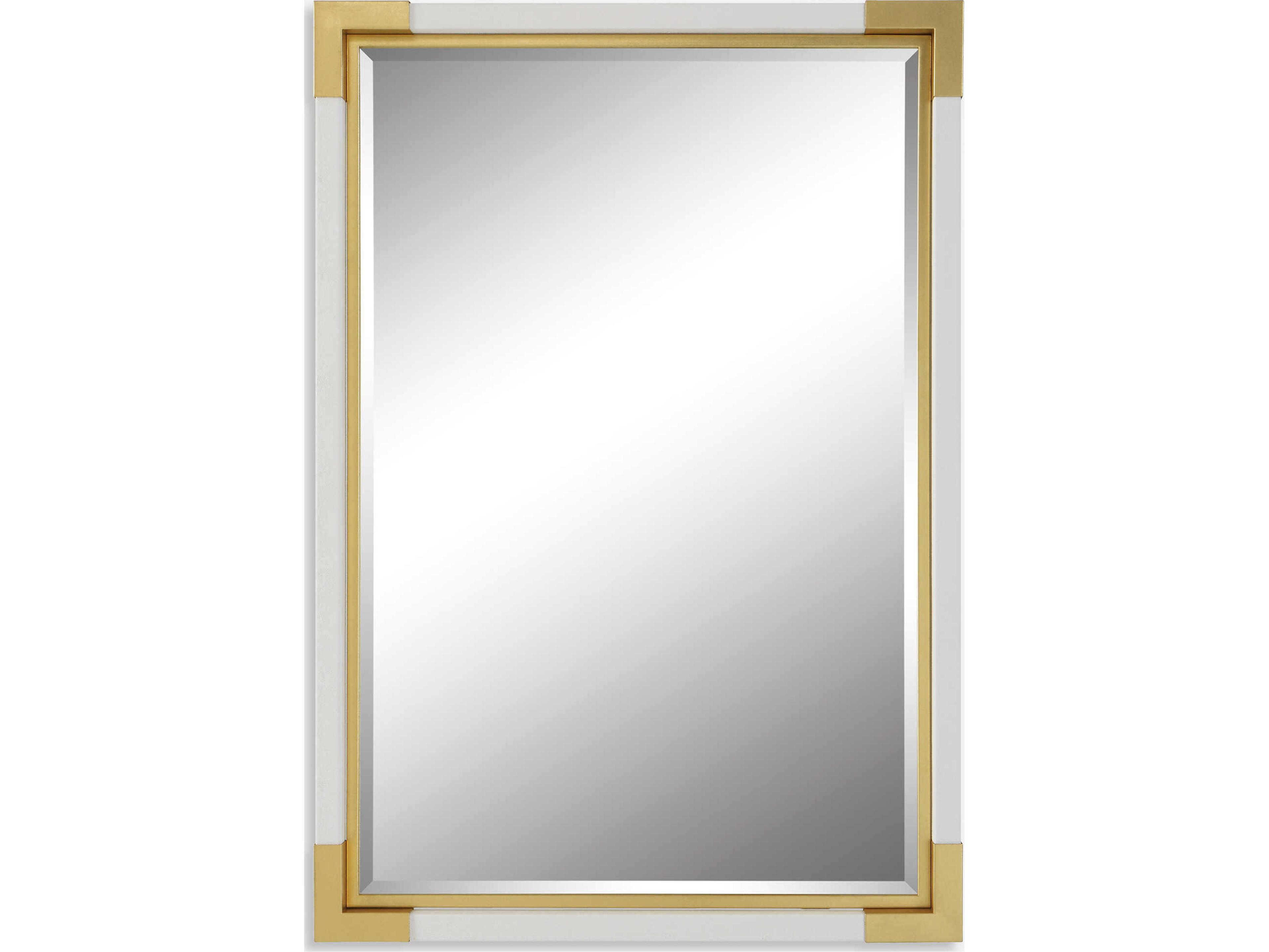 Uttermost Malik White / Gold Leaf Rectangular Wall Mirror