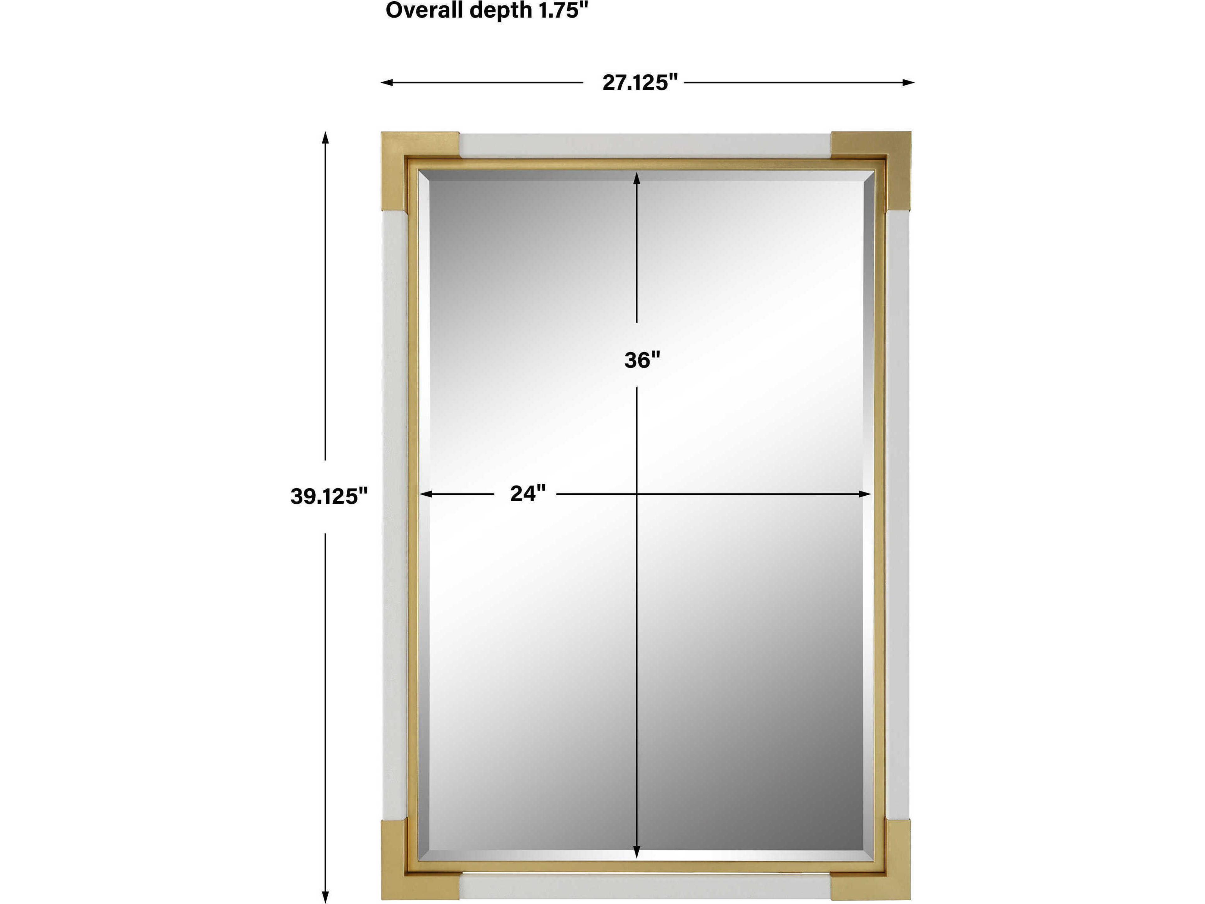 Uttermost Malik White / Gold Leaf Rectangular Wall Mirror
