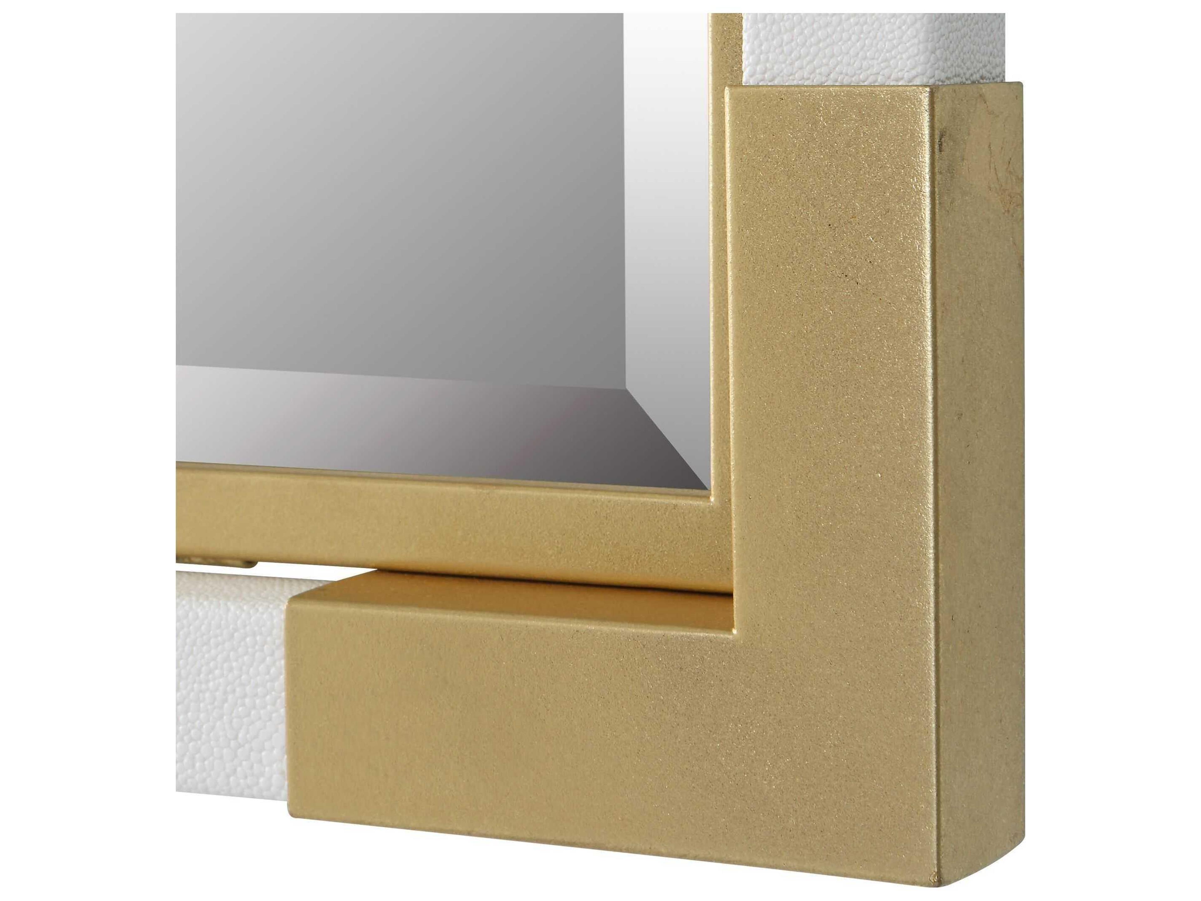 Uttermost Malik White / Gold Leaf Rectangular Wall Mirror