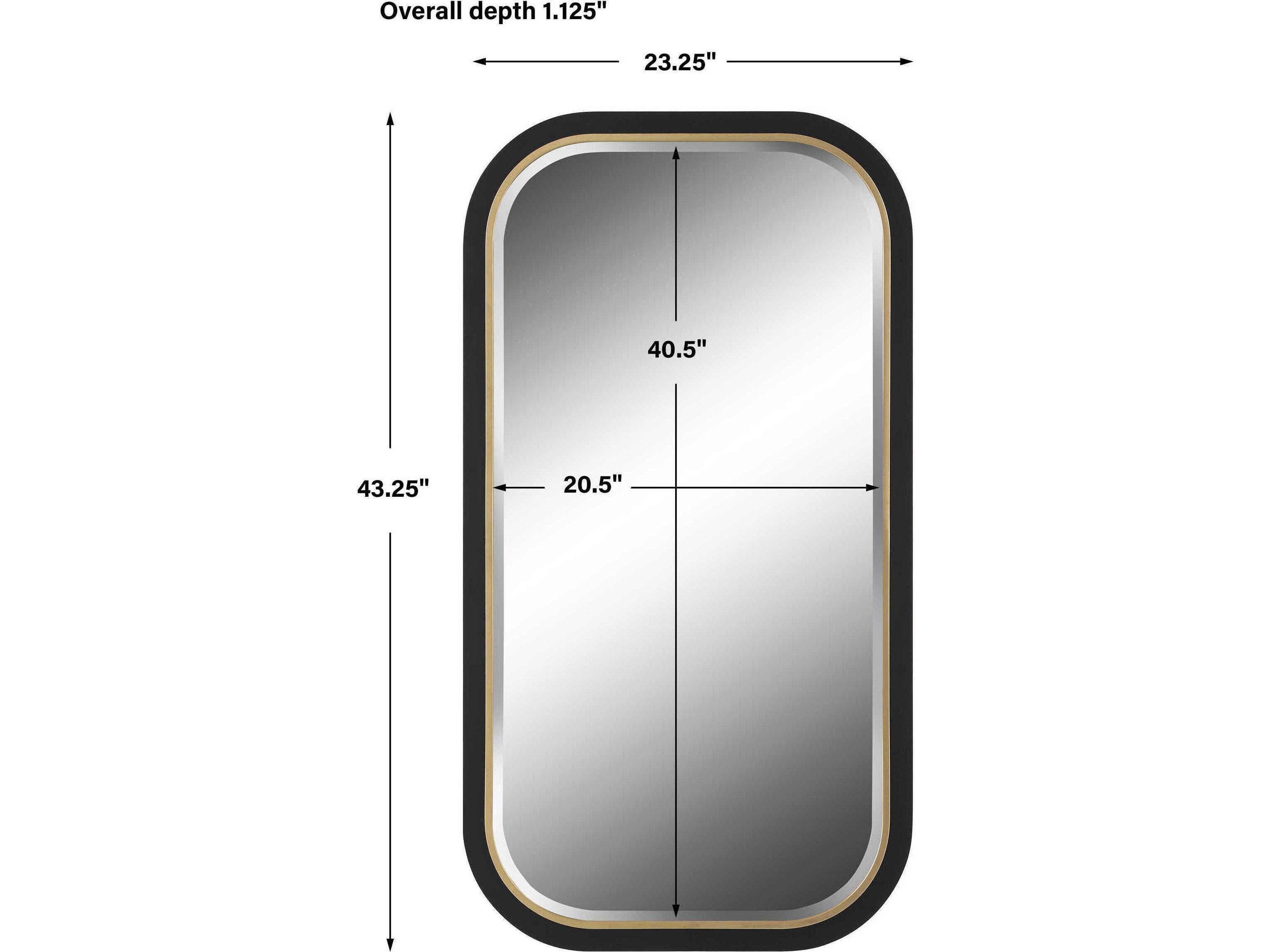 Uttermost Nevaeh Satin Black / Gold Leaf Rectangular Wall Mirror