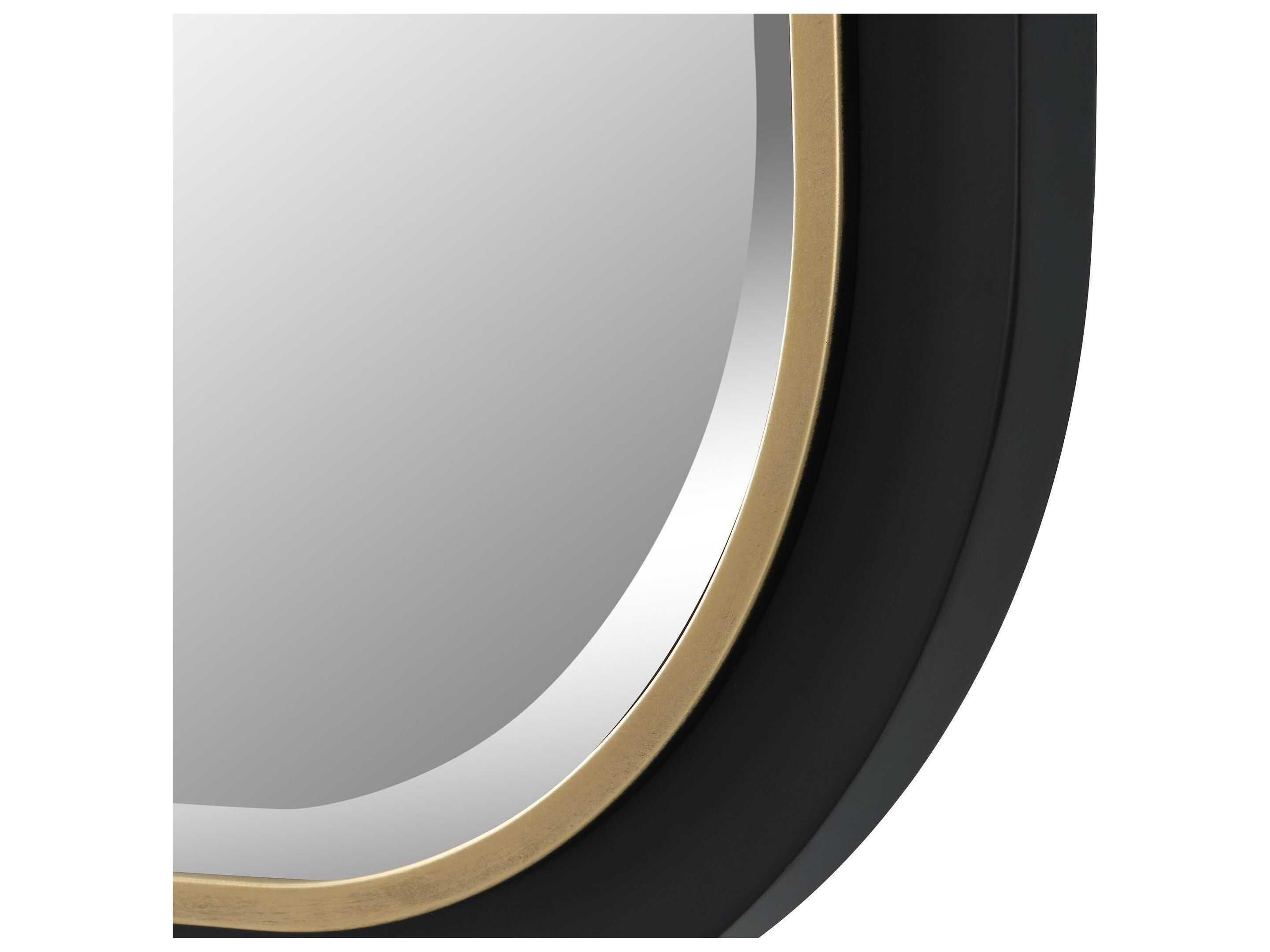 Uttermost Nevaeh Satin Black / Gold Leaf Rectangular Wall Mirror