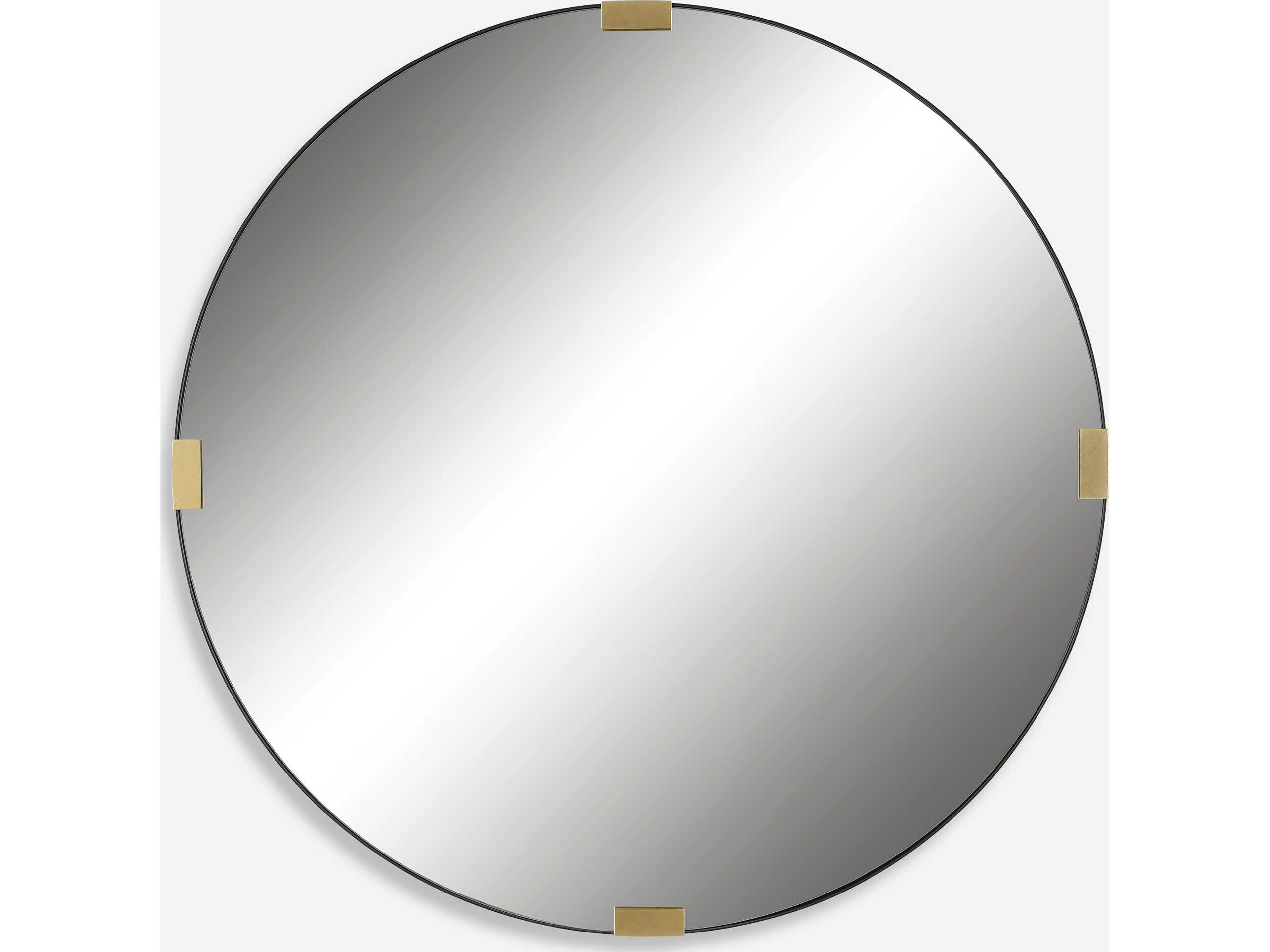 Uttermost Clip Satin Black Round Wall Mirror