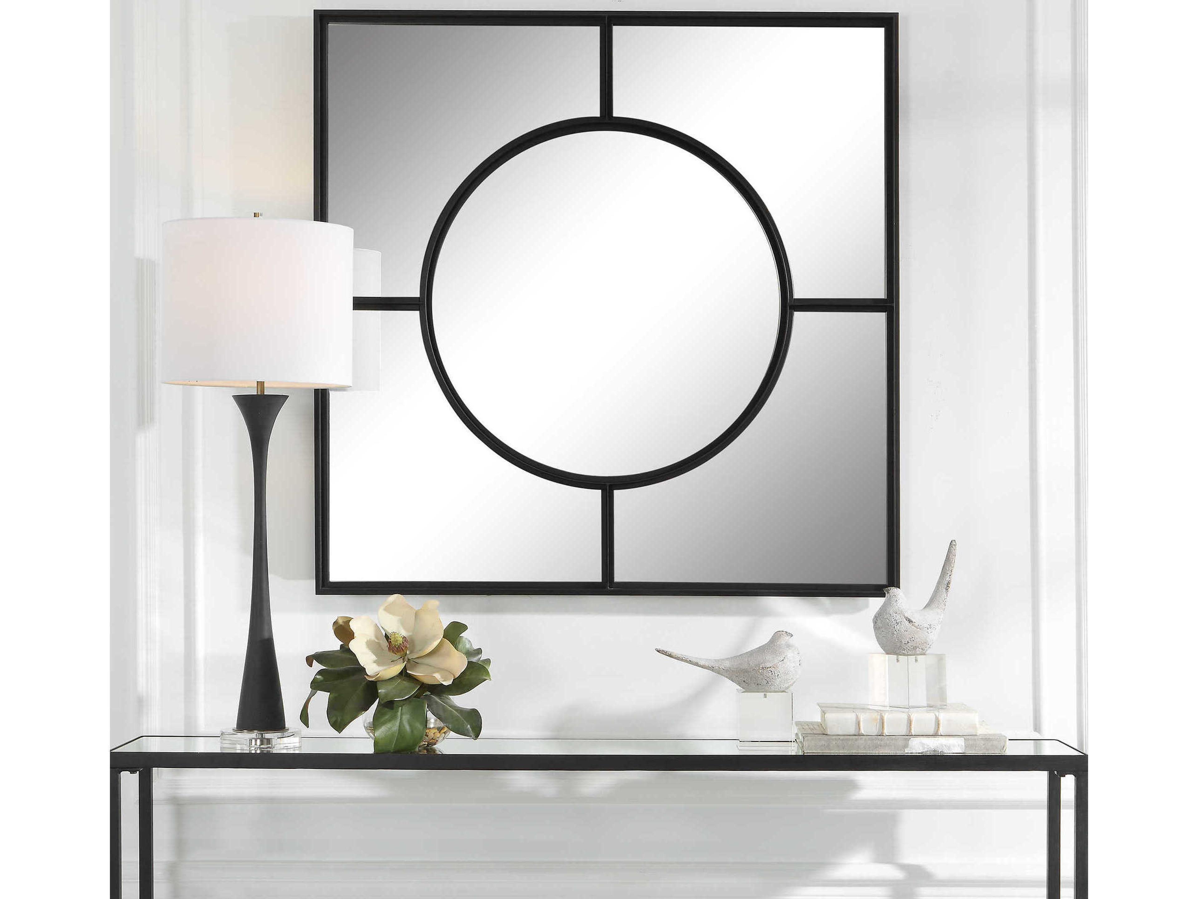 Uttermost Spurgeon Satin Black Square Window Wall Mirror