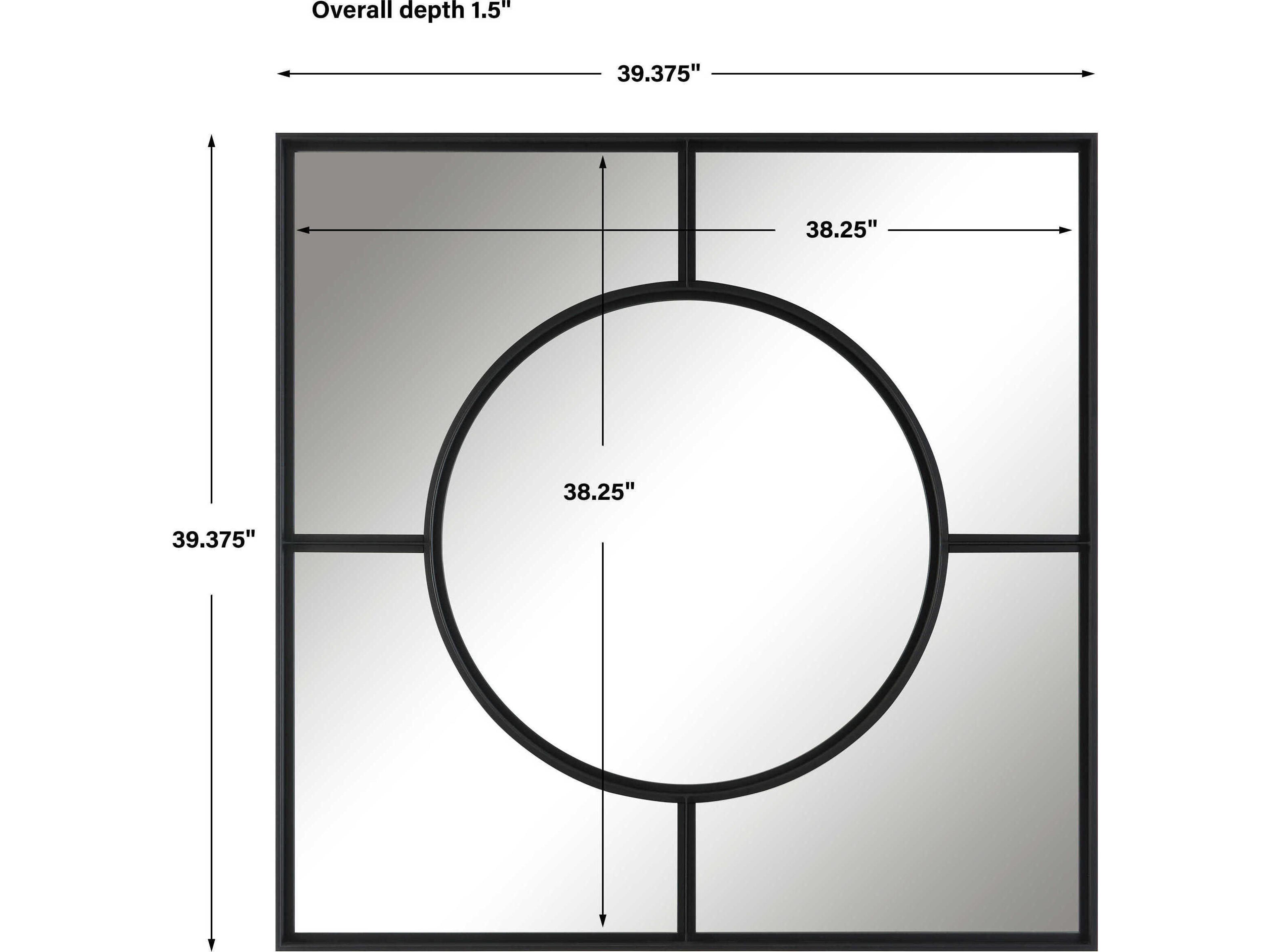 Uttermost Spurgeon Satin Black Square Window Wall Mirror
