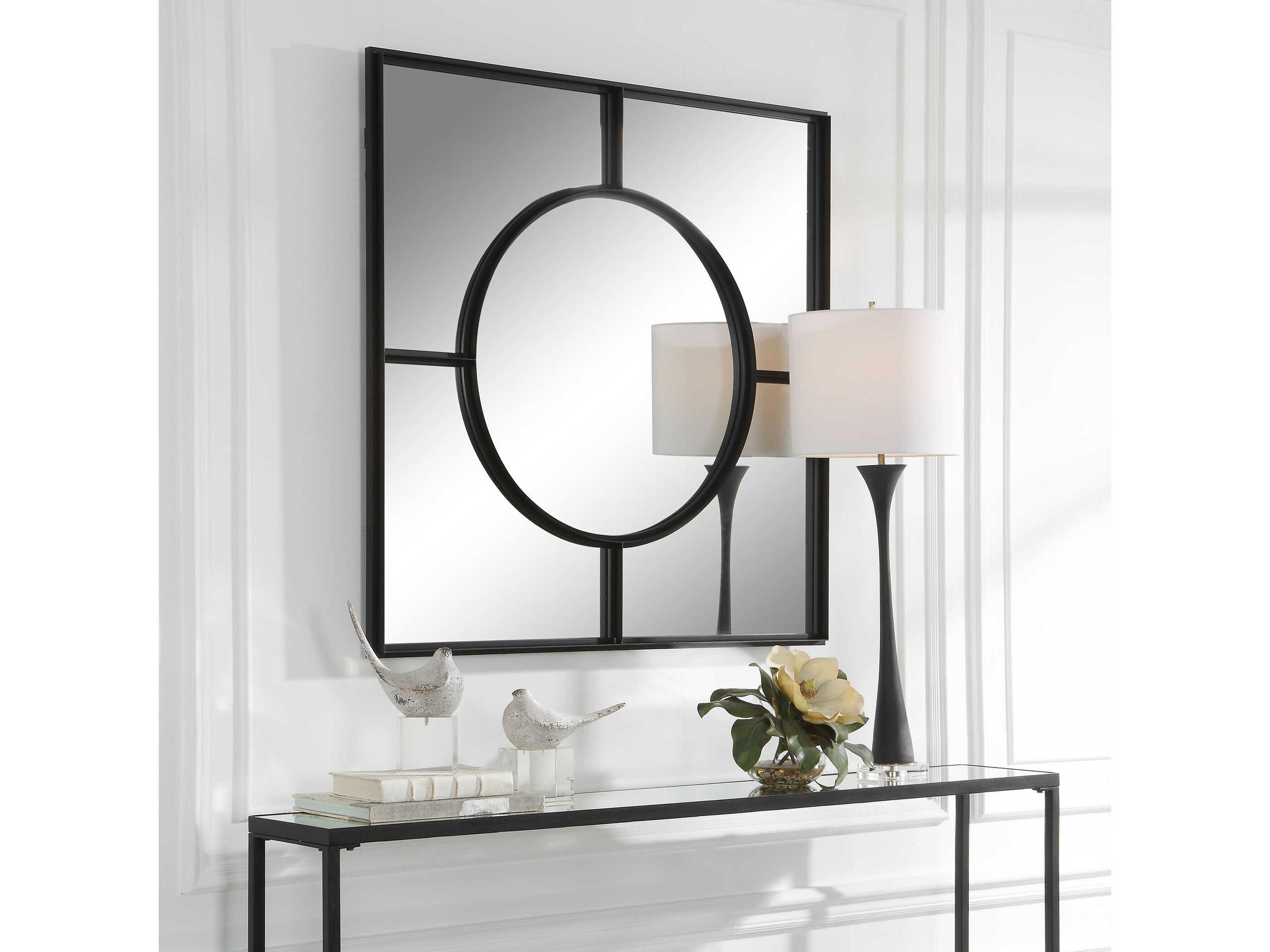 Uttermost Spurgeon Satin Black Square Window Wall Mirror