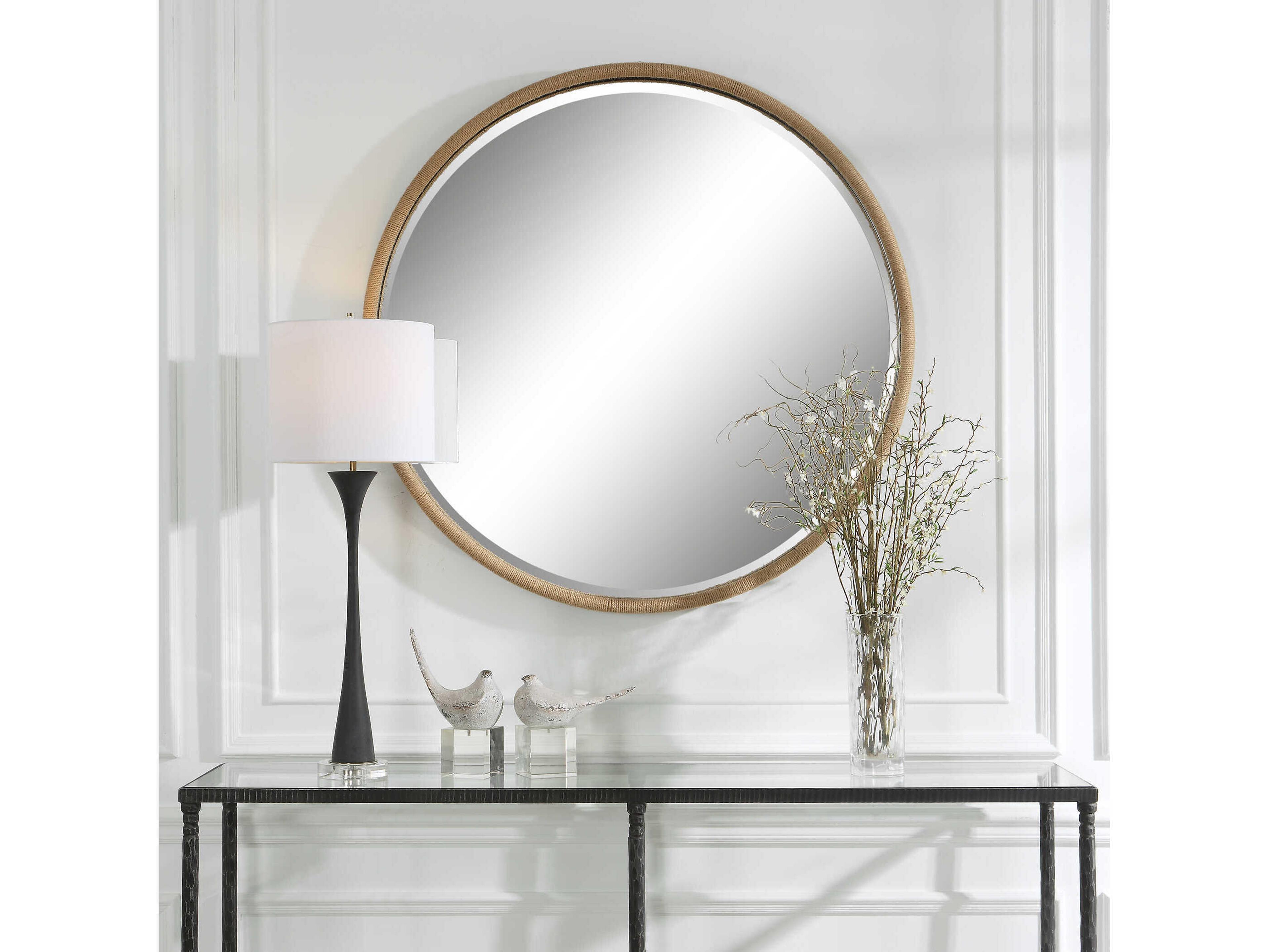 Uttermost Ranchero Black Iron Round Wall Mirror
