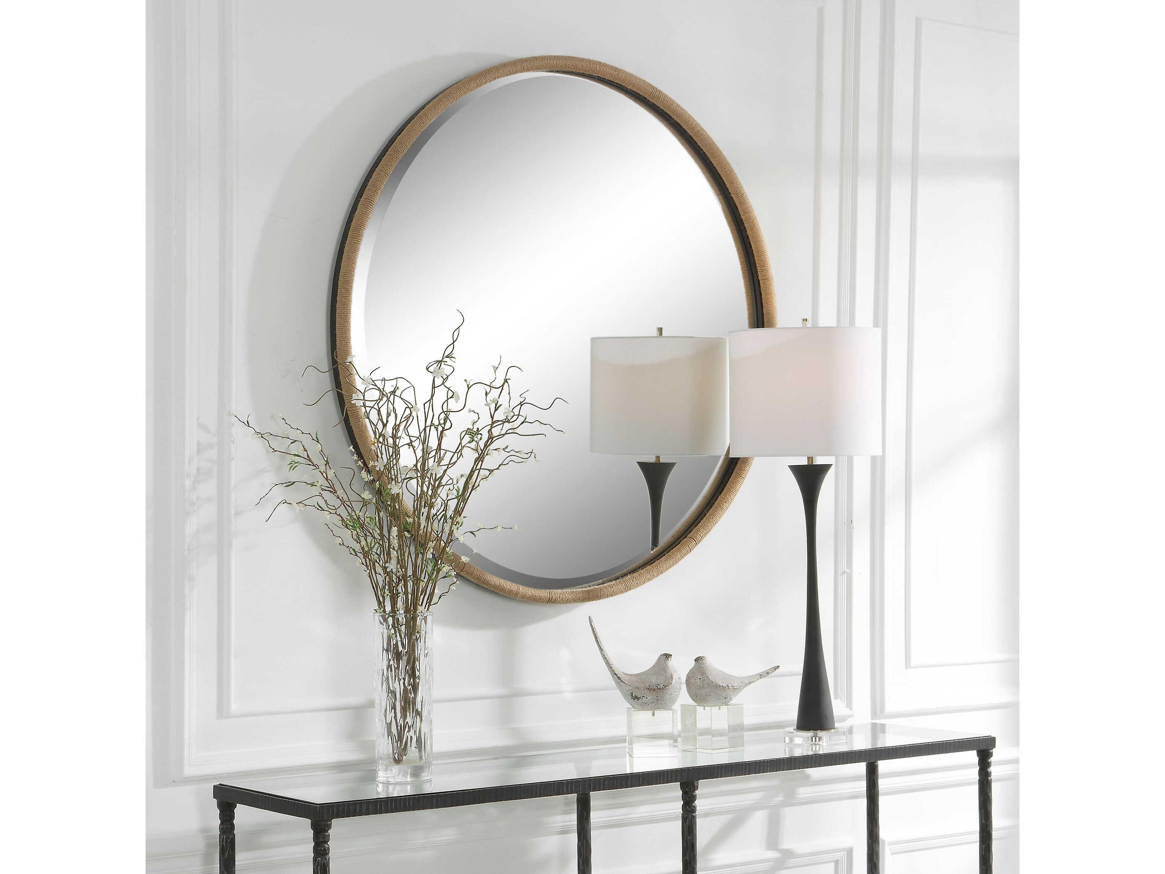 Uttermost Ranchero Black Iron Round Wall Mirror