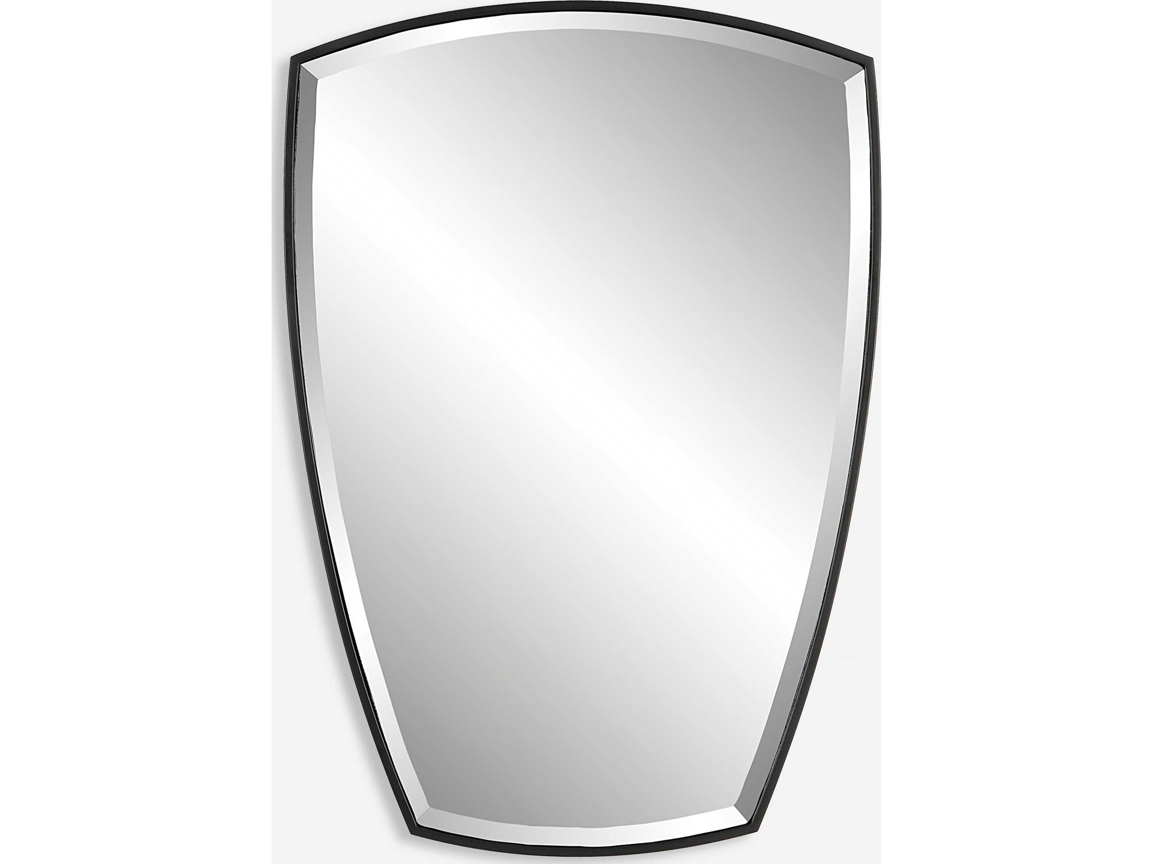 Uttermost Crest Curved Satin Black Wall Mirror