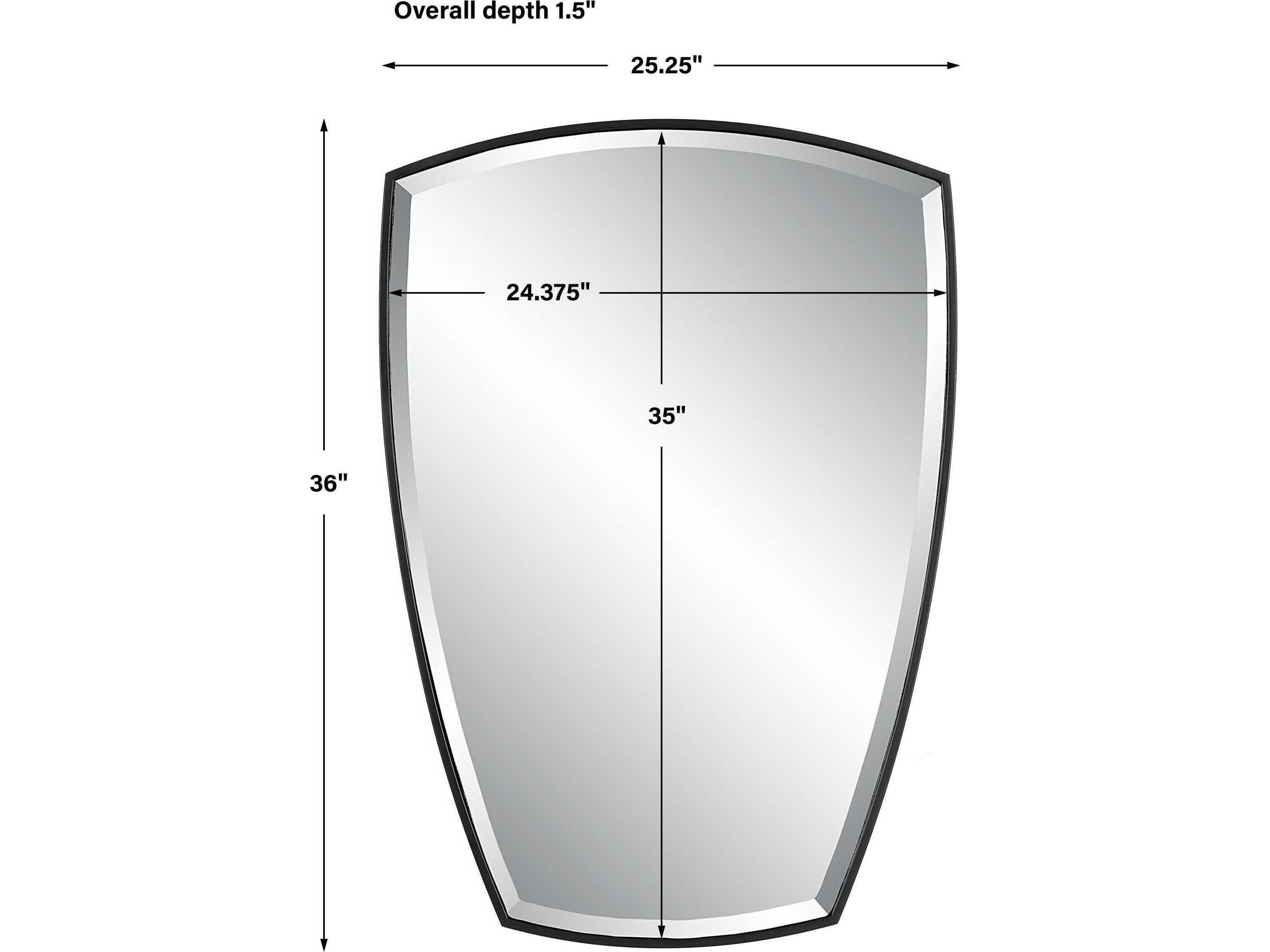 Uttermost Crest Curved Satin Black Wall Mirror