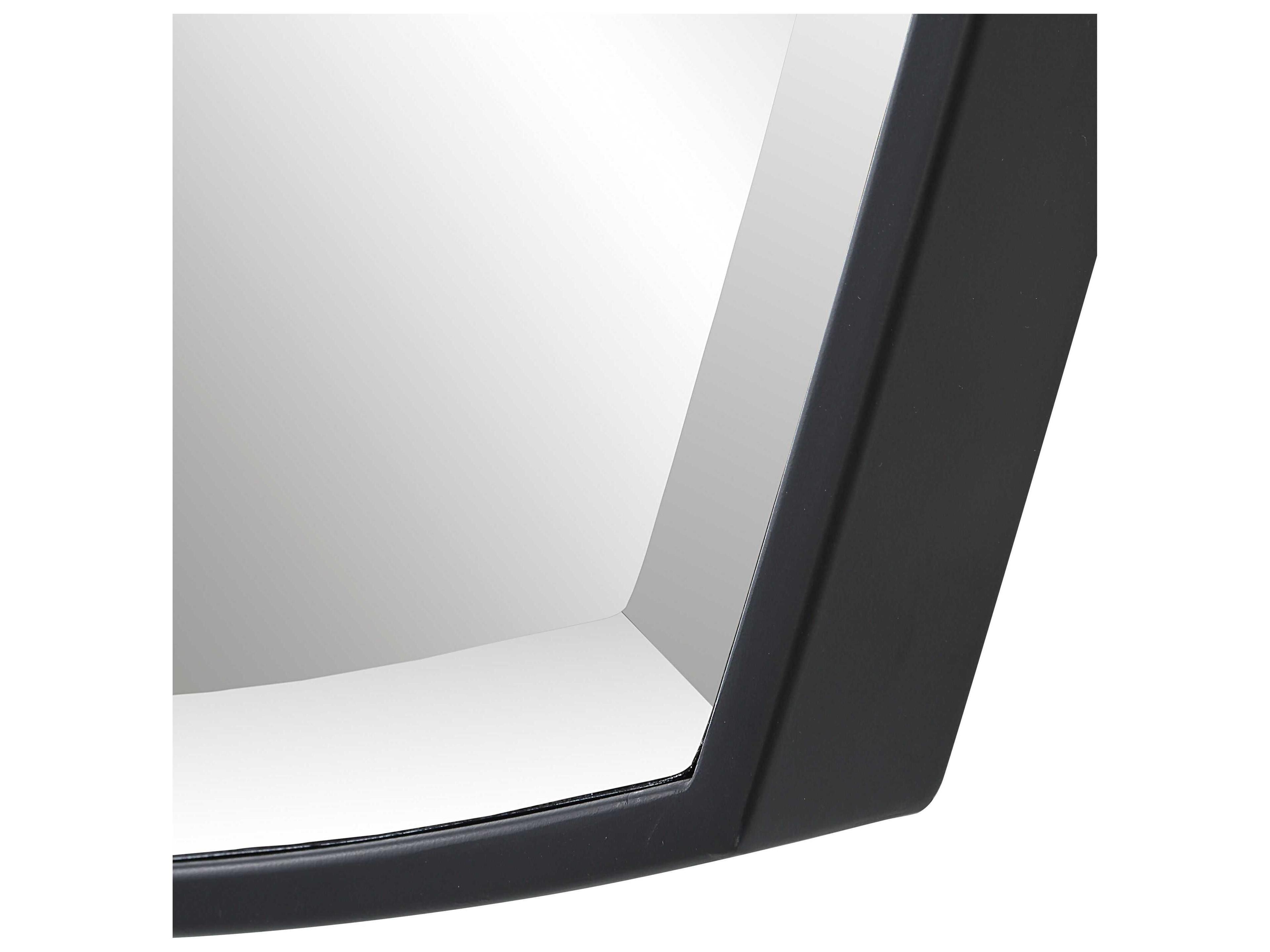 Uttermost Crest Curved Satin Black Wall Mirror