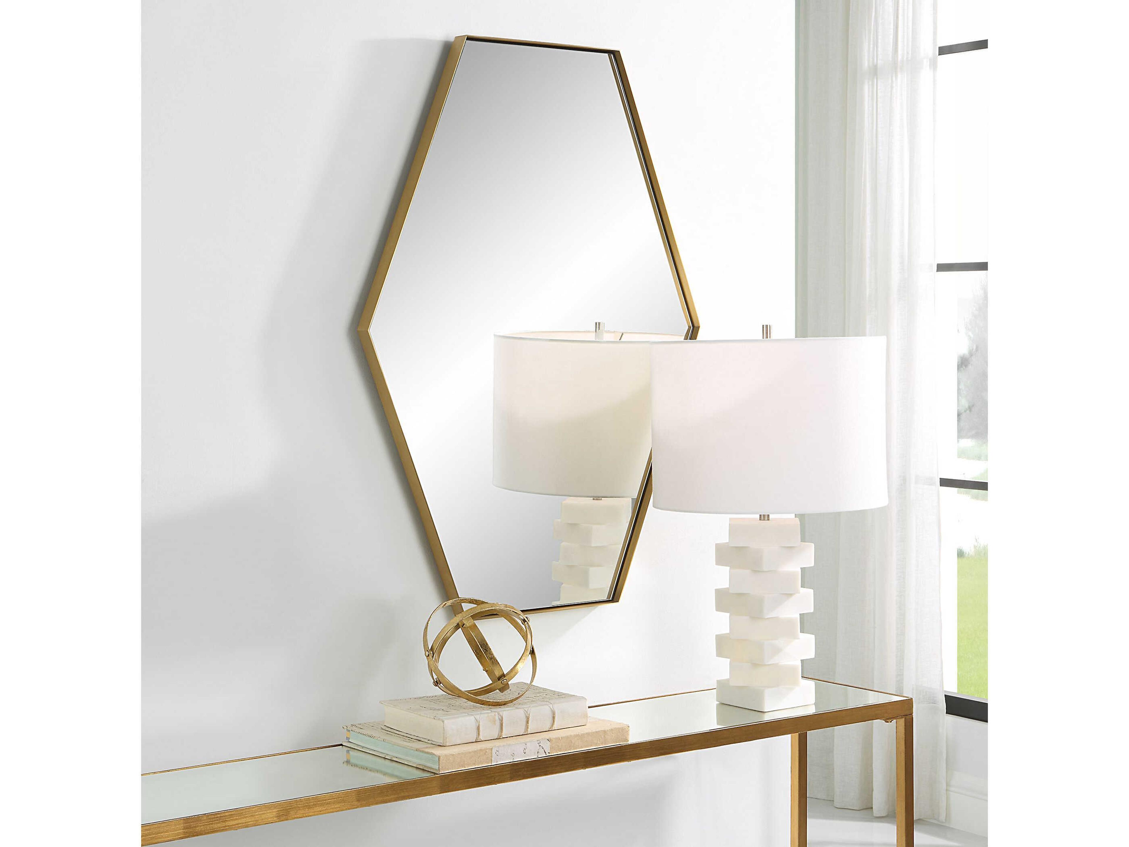 Uttermost Ankara Brushed Brass Hexagon Wall Mirror