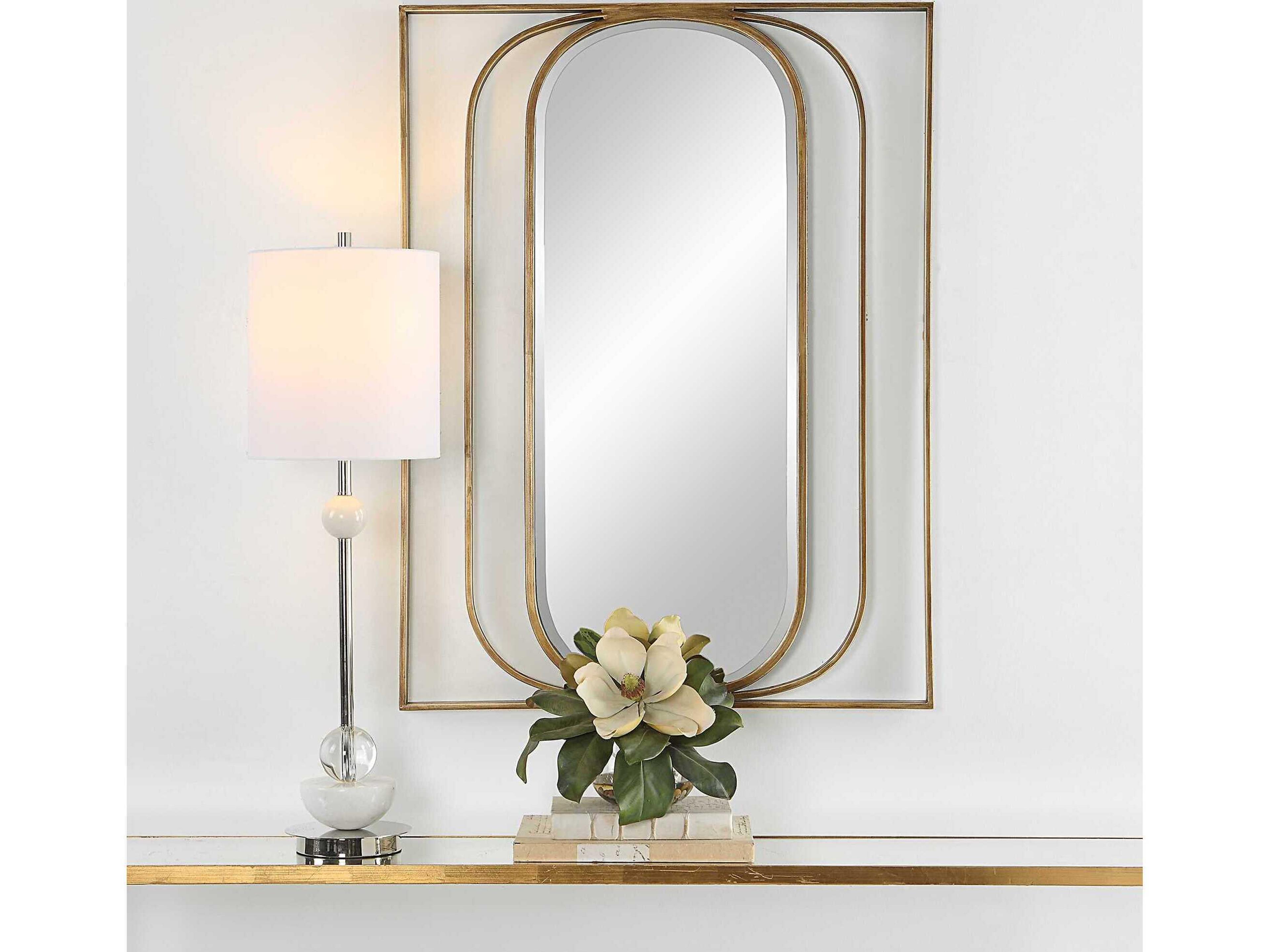 Uttermost Replicate Antiqued Gold Rectangular Wall Mirror