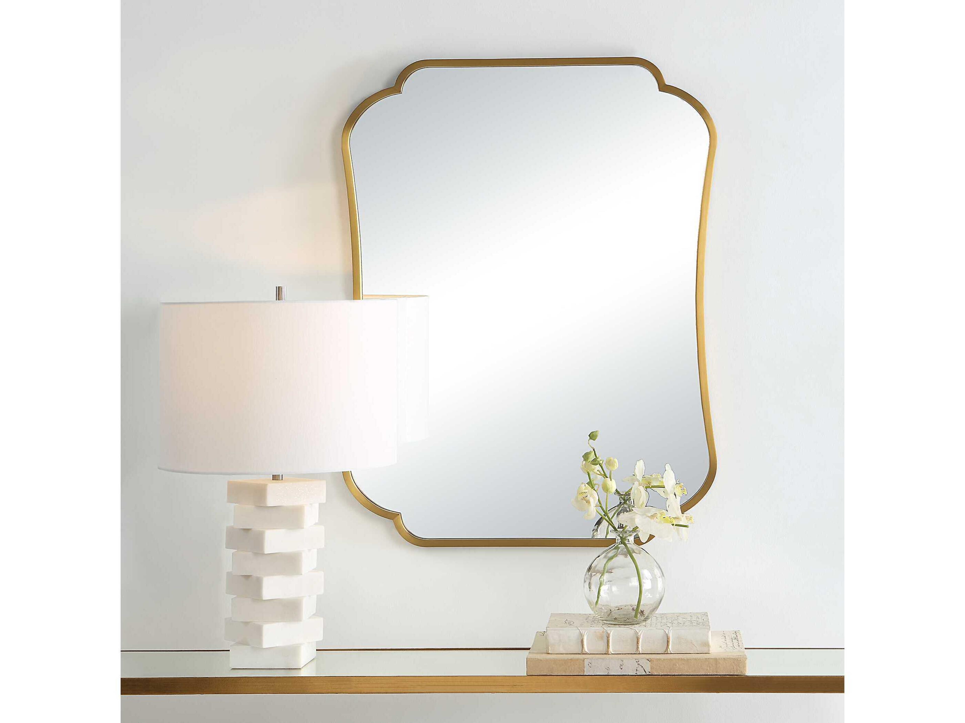 Uttermost Athena Brushed Brass Rectangular Wall Mirror