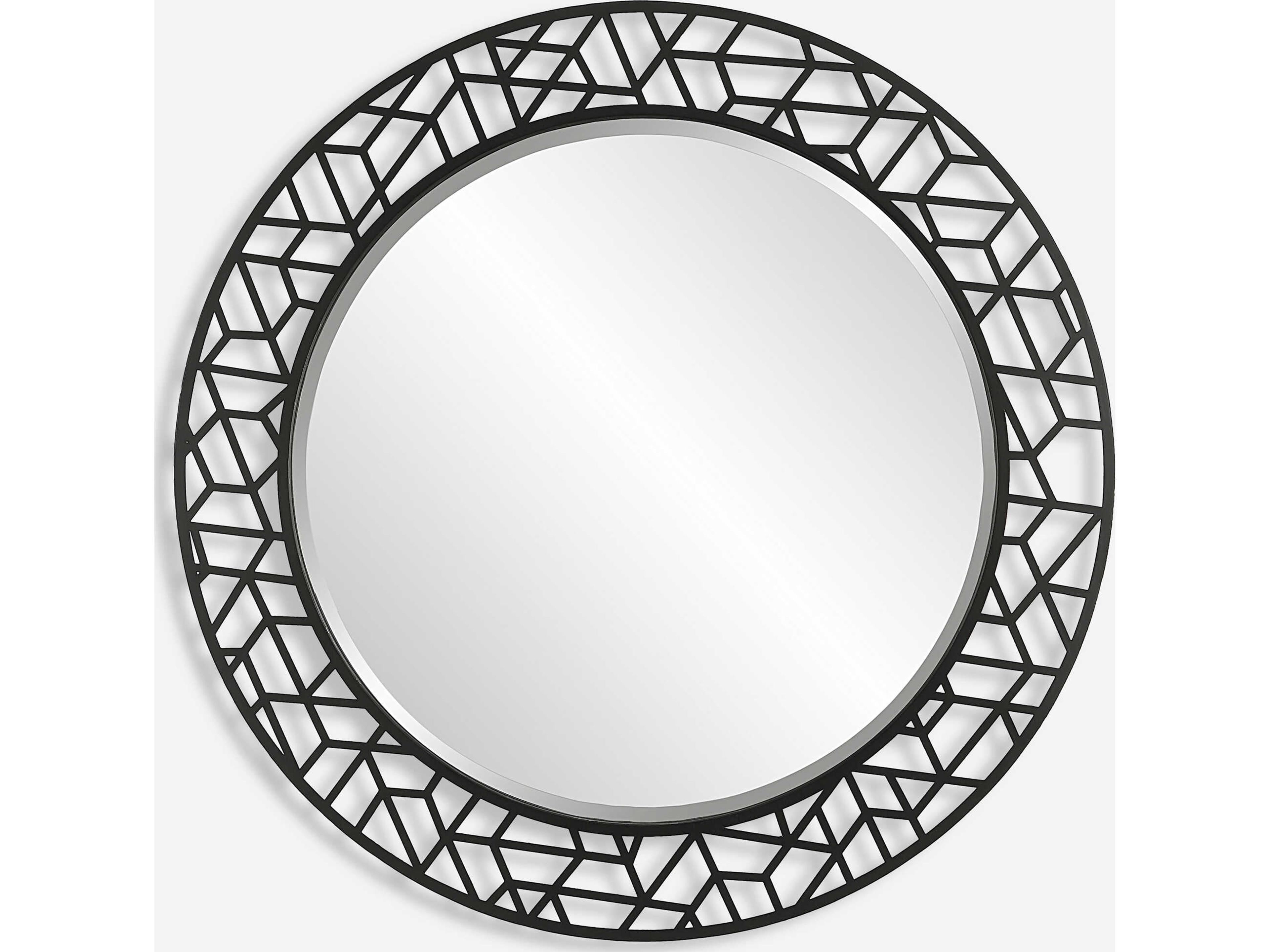 Uttermost Mosaic Satin Black Round Wall Mirror