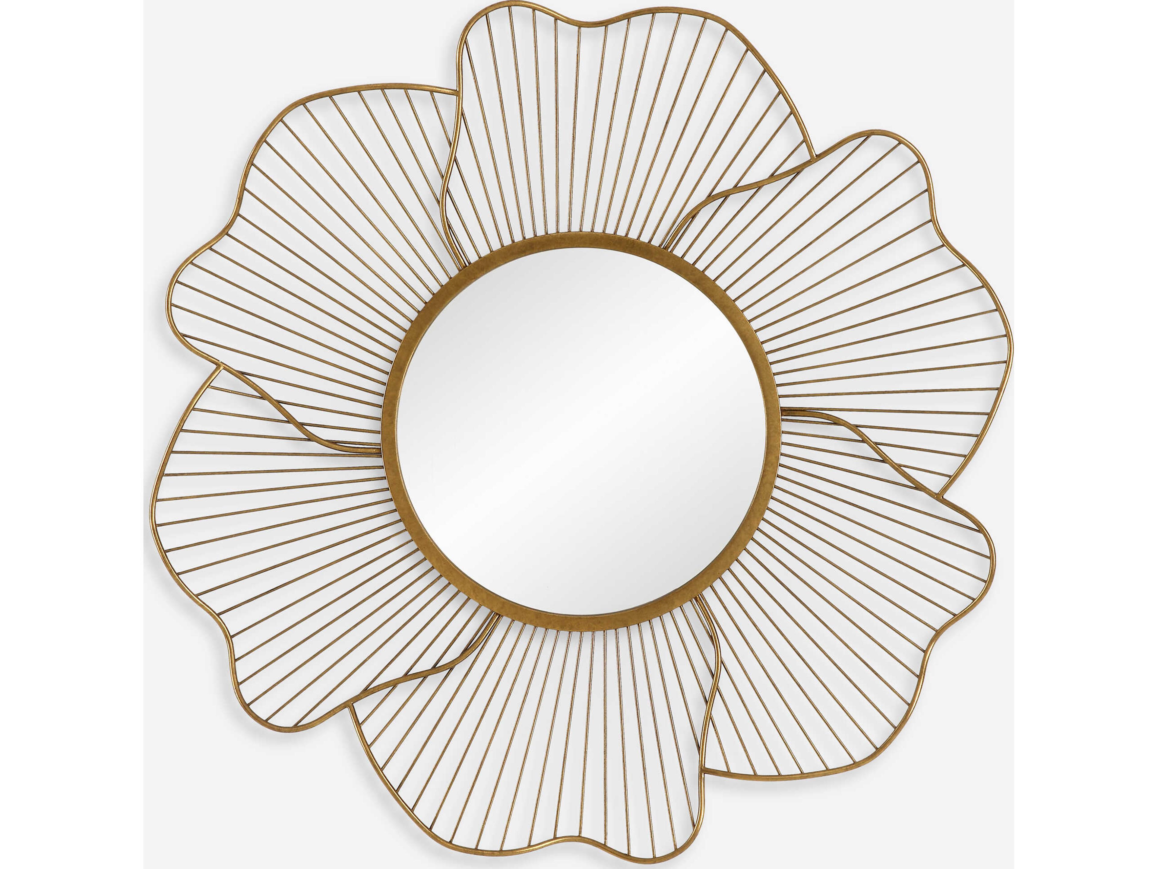 Uttermost Blossom Gold Leaf Round Wall Mirror