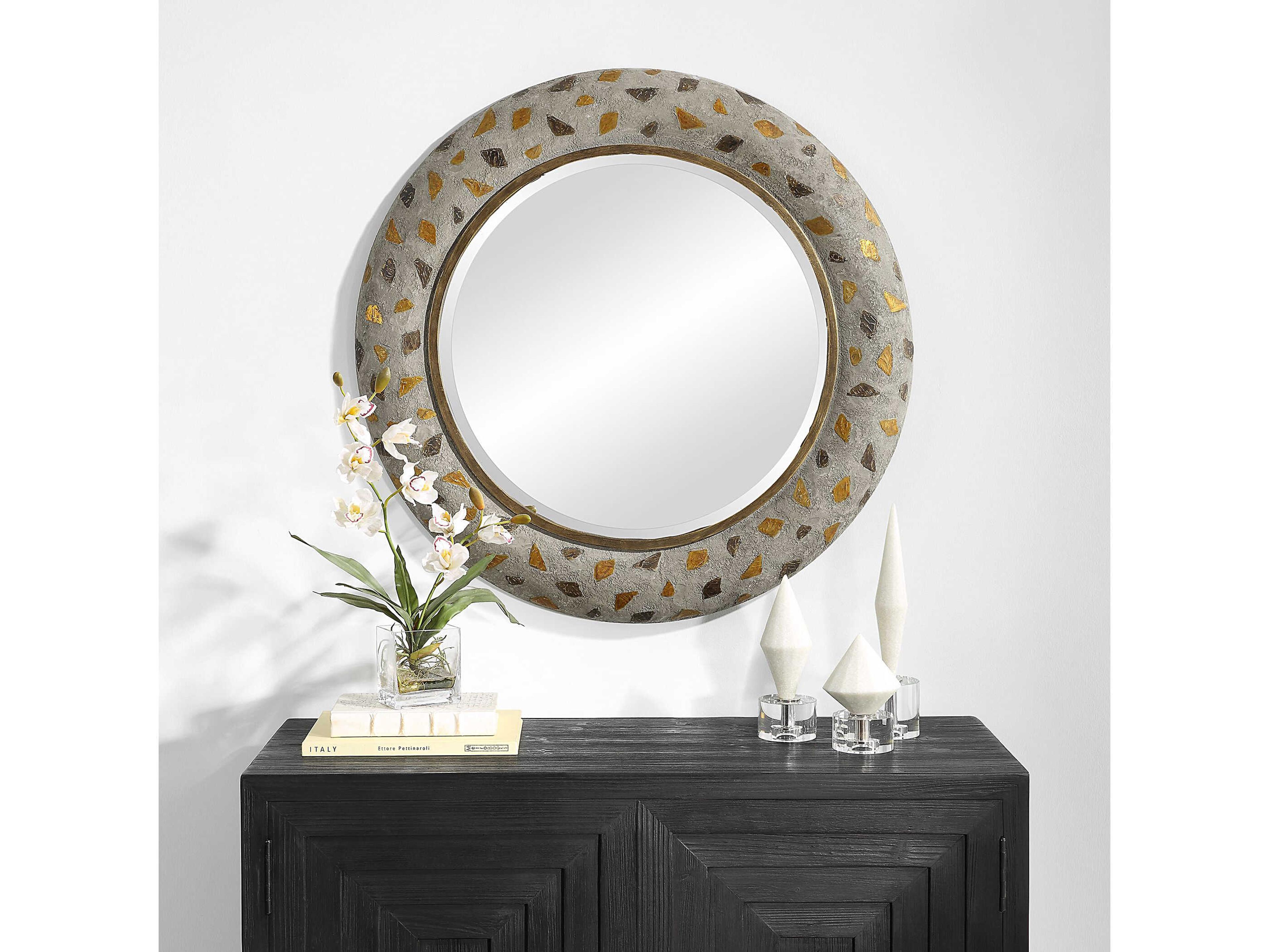 Uttermost Copper Terrazzo Round Wall Mirror