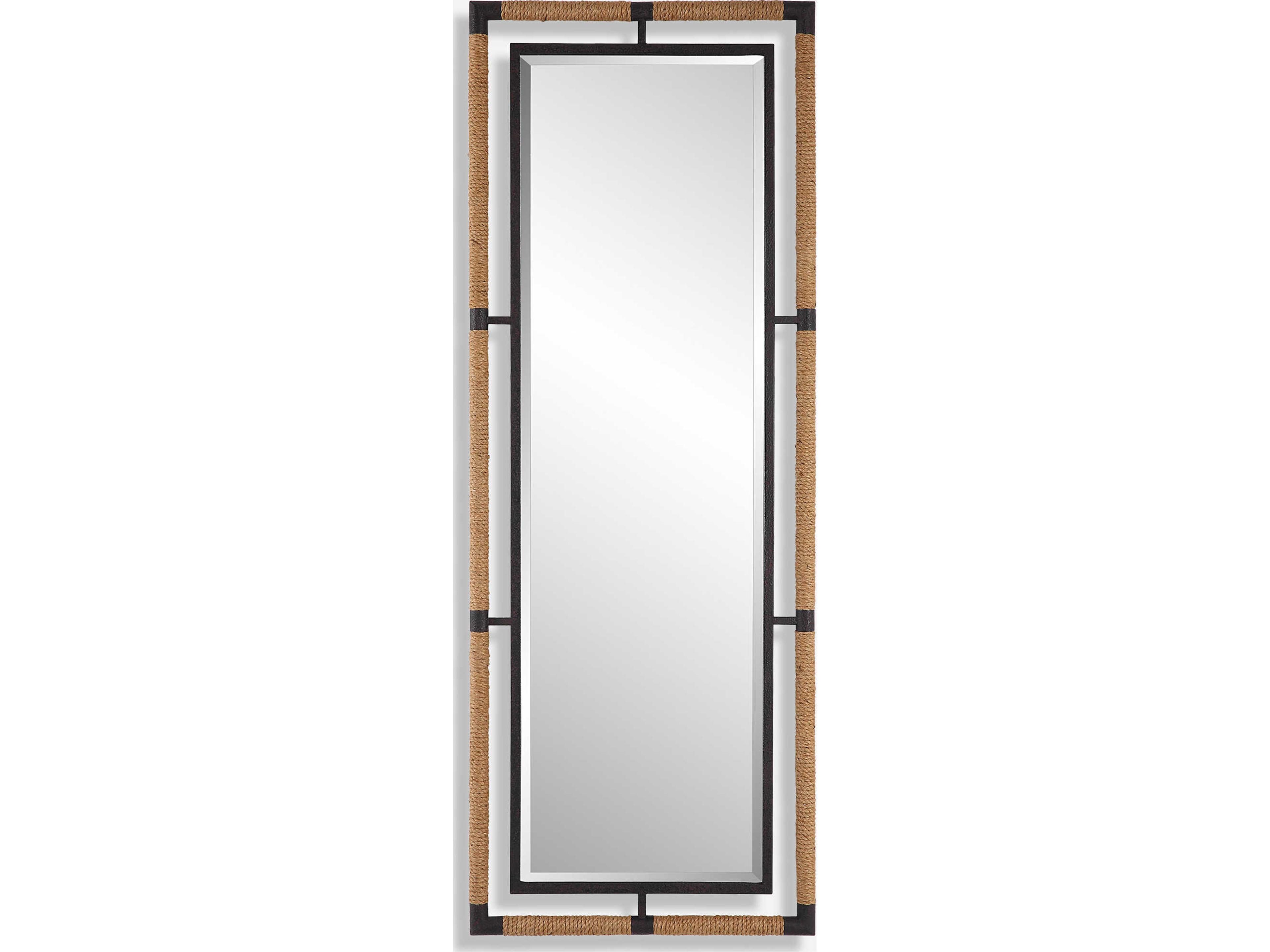 Melville Textured Rust Black Rectangular Wall Mirror