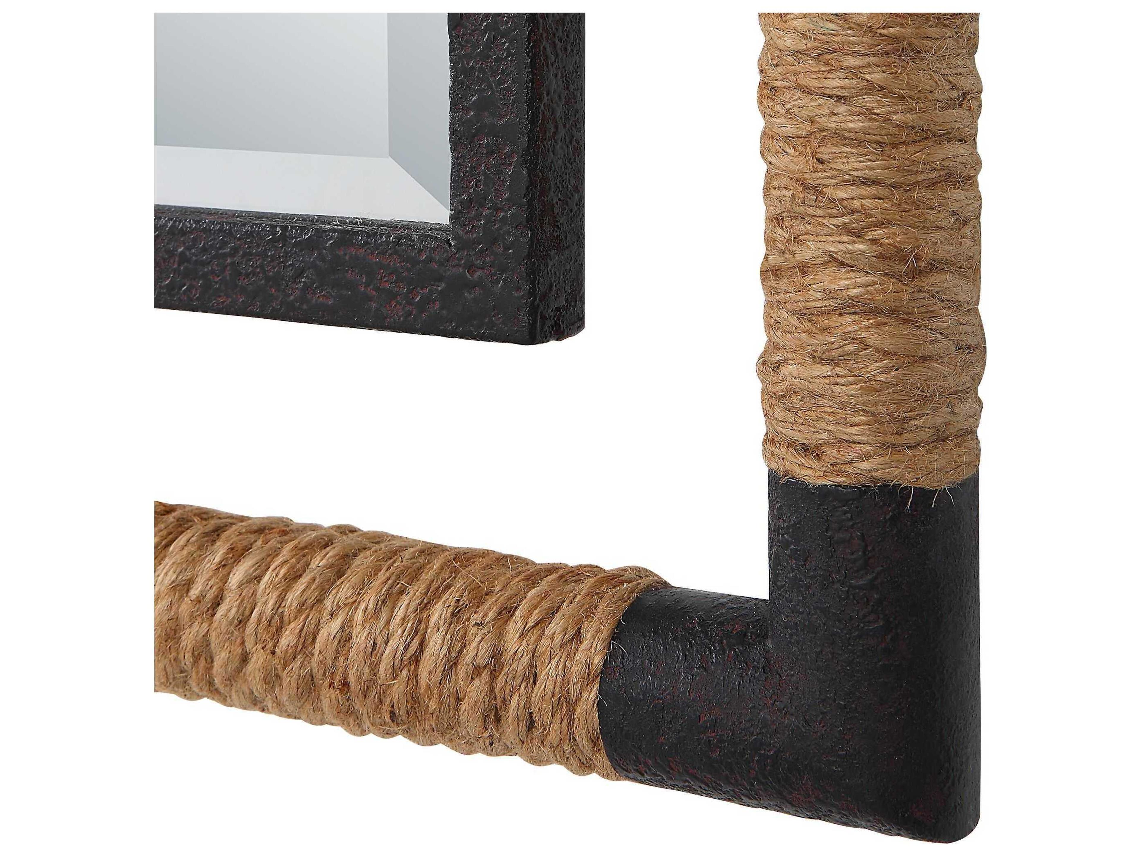 Uttermost Melville Textured Rust Black Rectangular Wall Mirror