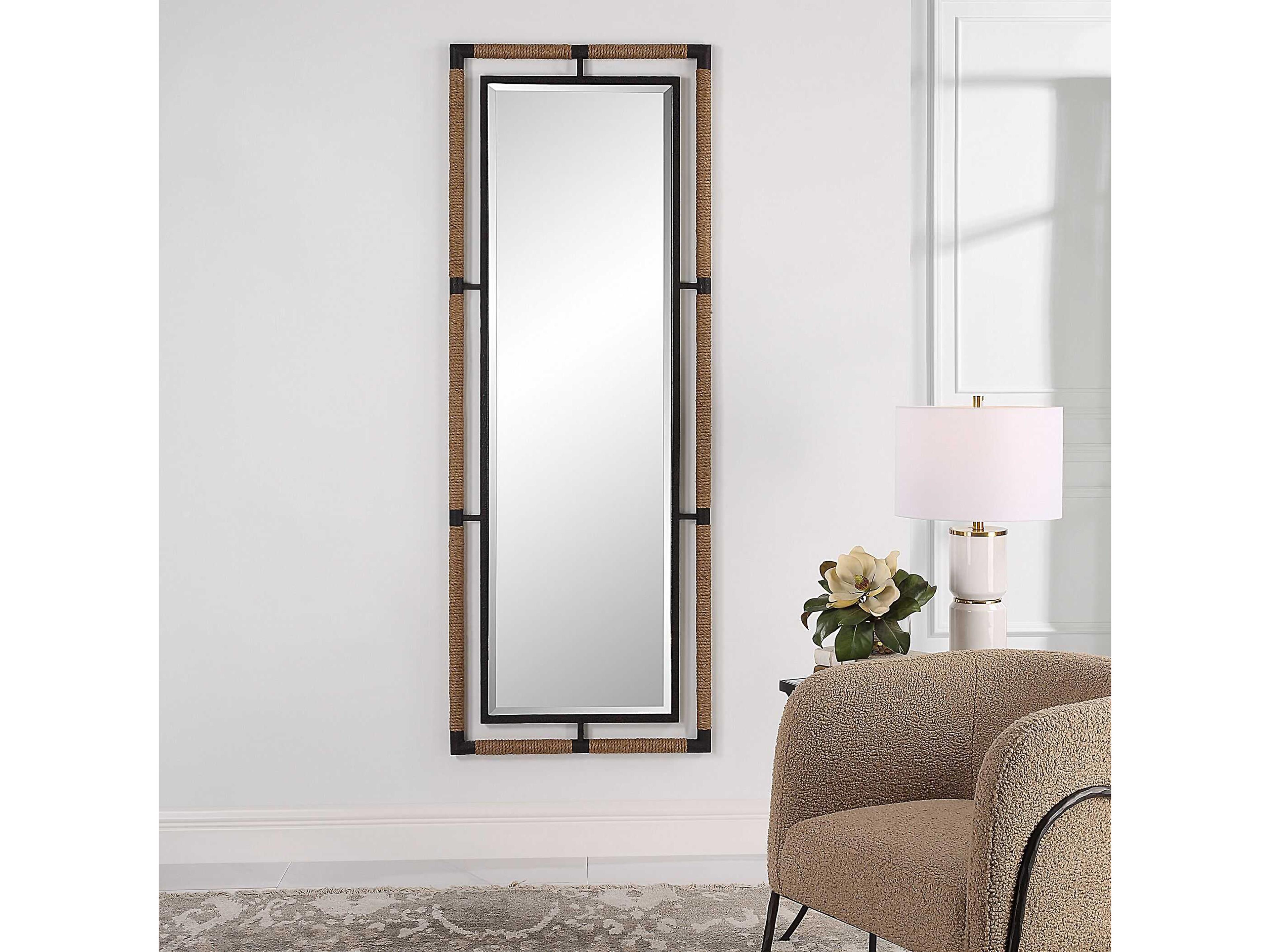 Uttermost Melville Textured Rust Black Rectangular Wall Mirror