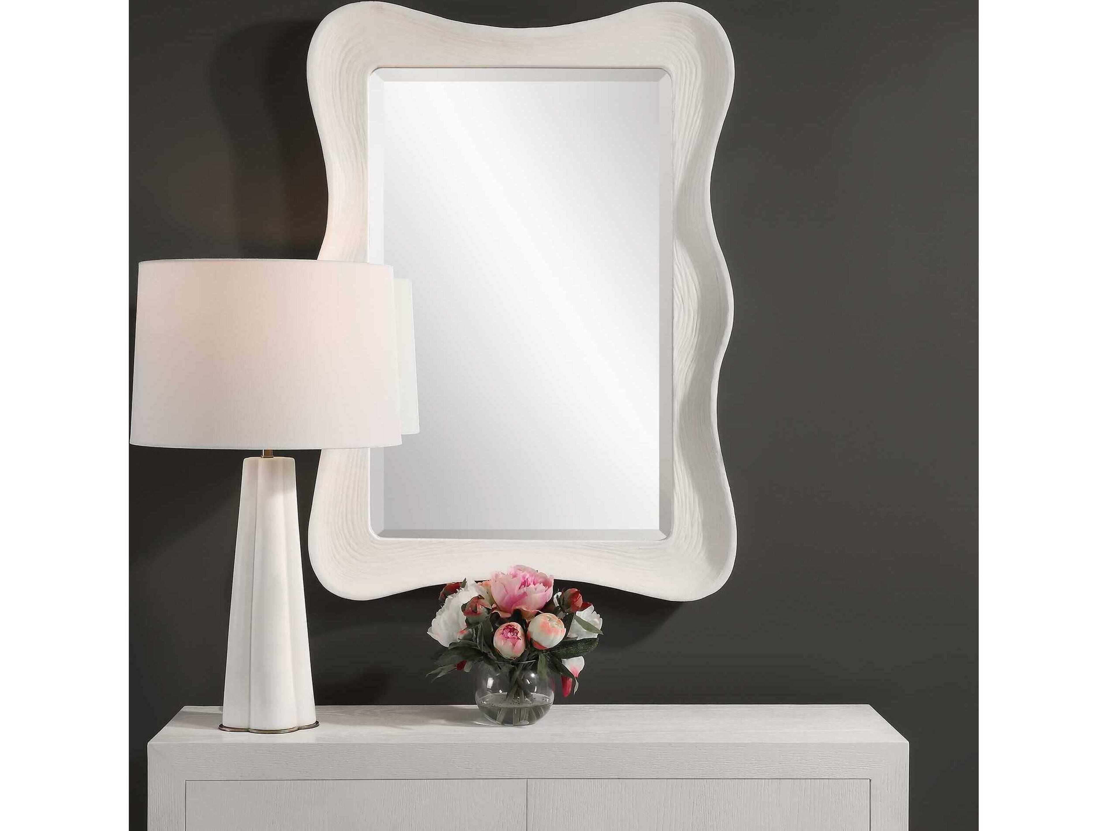 Uttermost Whitehaven Matte White Rectangular Wall Mirror