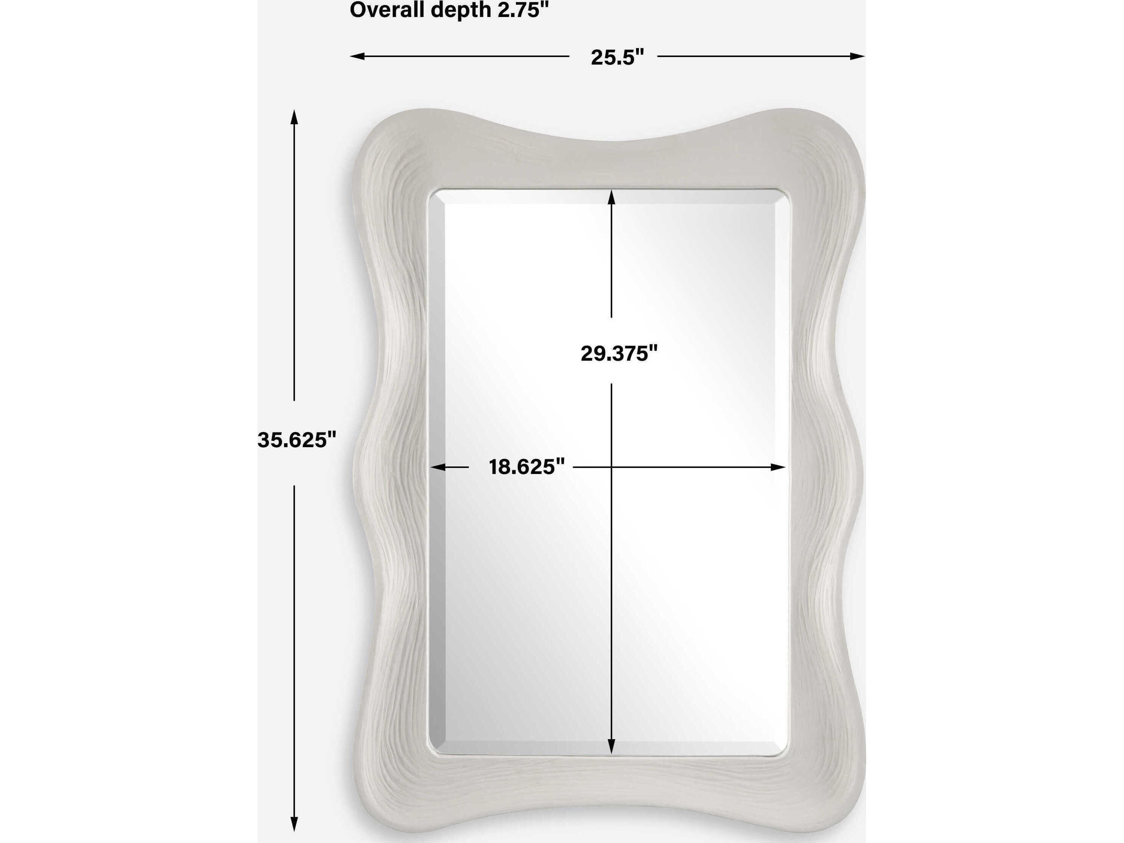 Uttermost Whitehaven Matte White Rectangular Wall Mirror