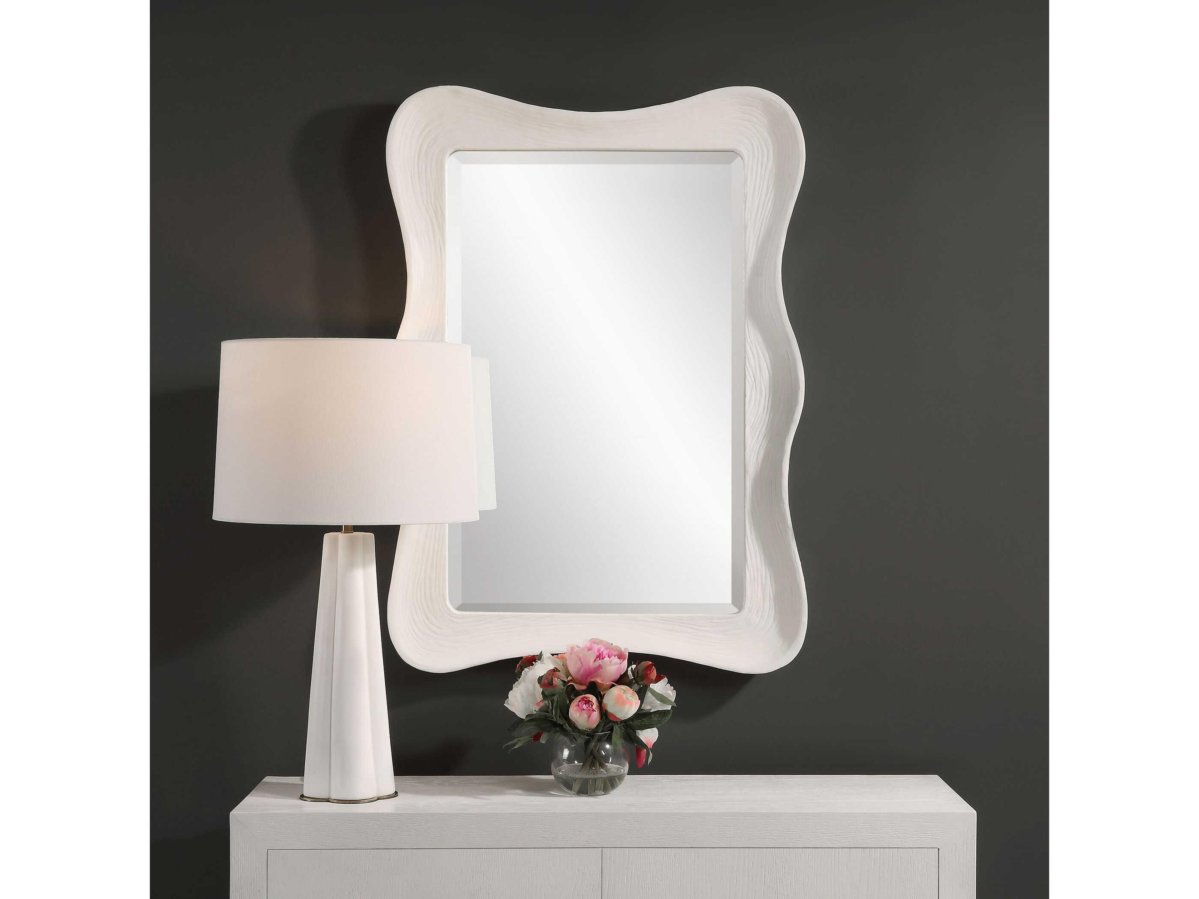 Uttermost Whitehaven Matte White Rectangular Wall Mirror