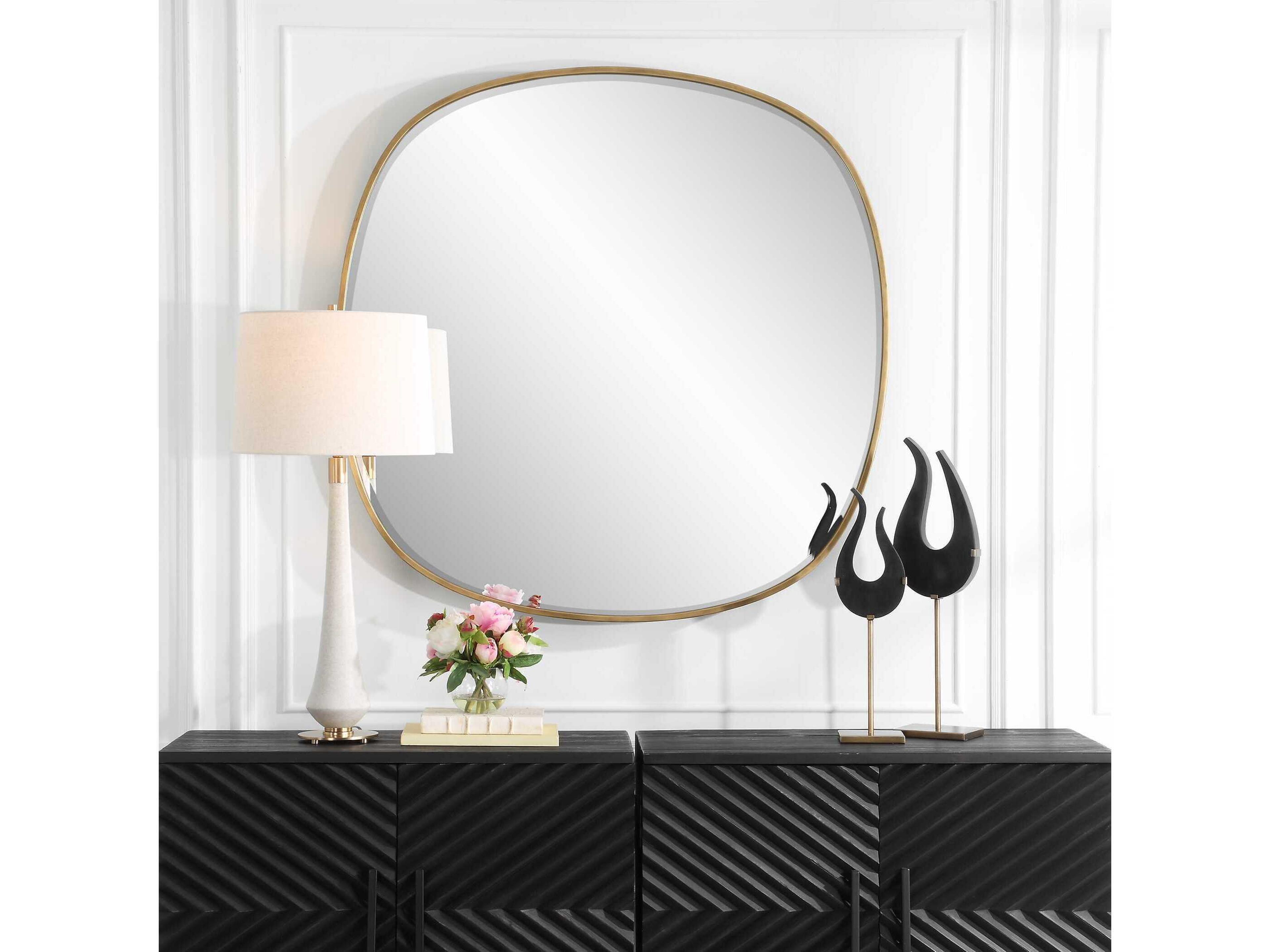 Uttermost Webster Antiqued Gold Round Wall Mirror