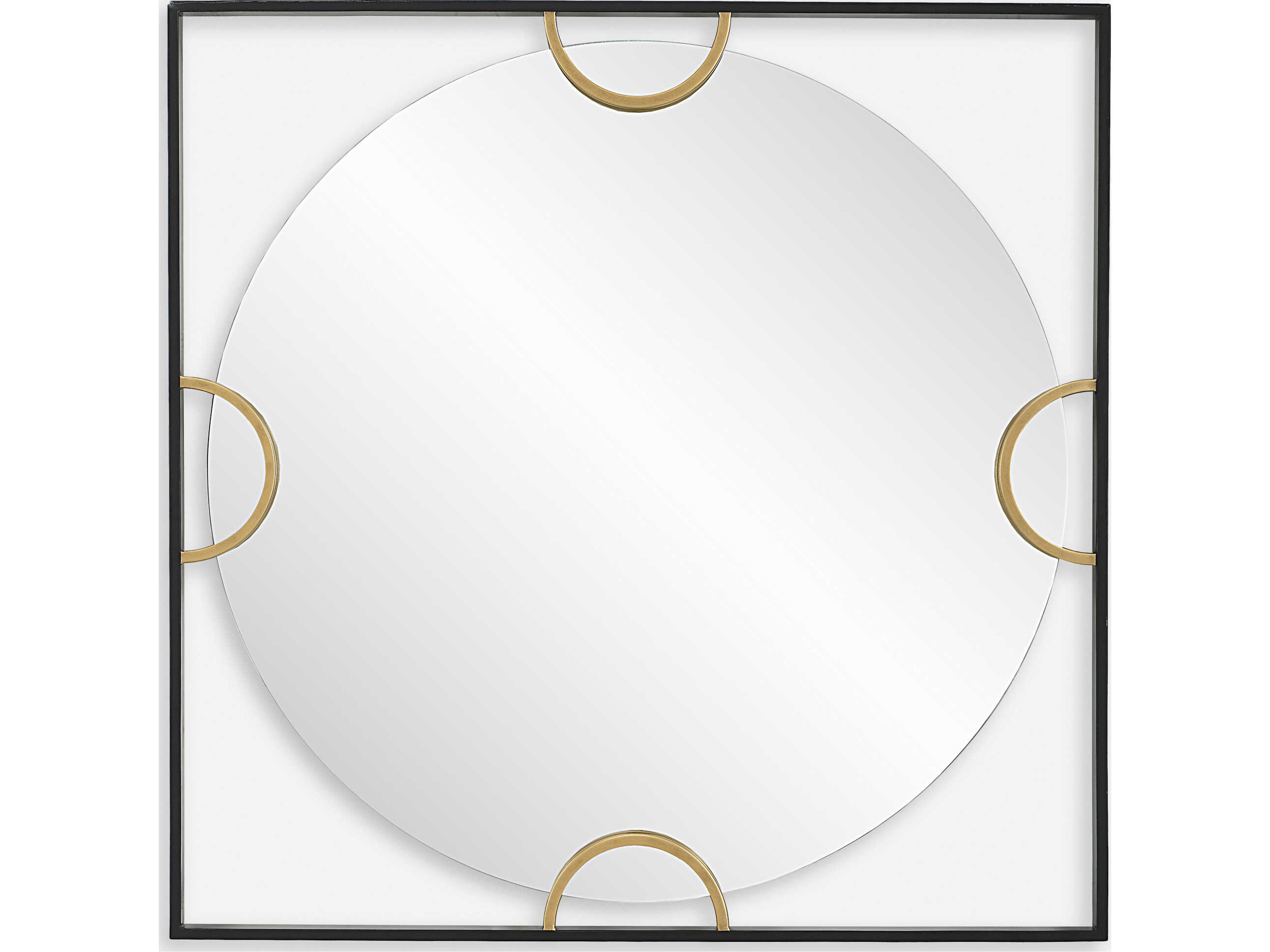 Uttermost Hinson Black Antiqued Brushed Gold Square Wall Mirror