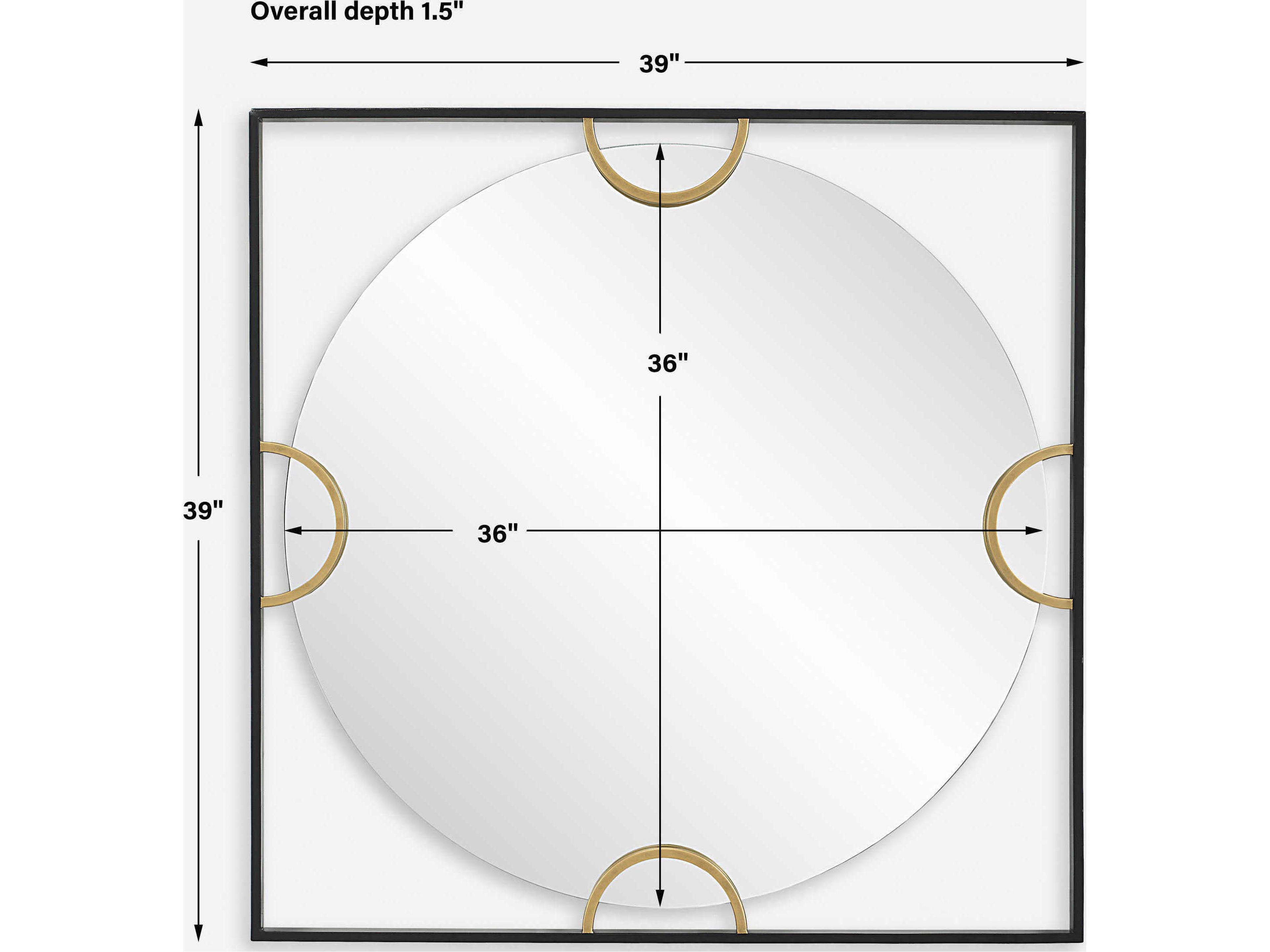 Uttermost Hinson Black Antiqued Brushed Gold Square Wall Mirror