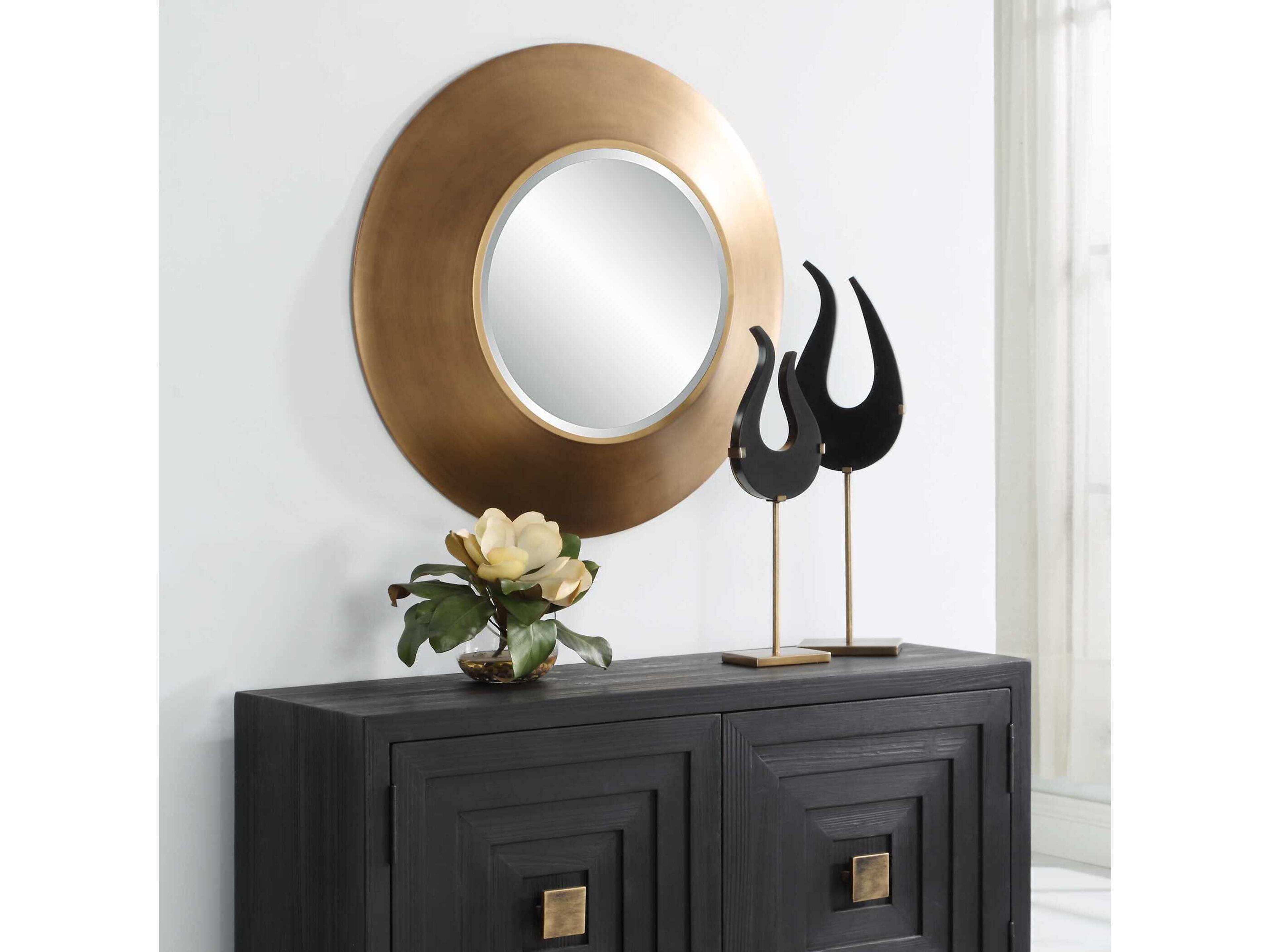 Uttermost Contessa Antiqued Gold Round Wall Mirror