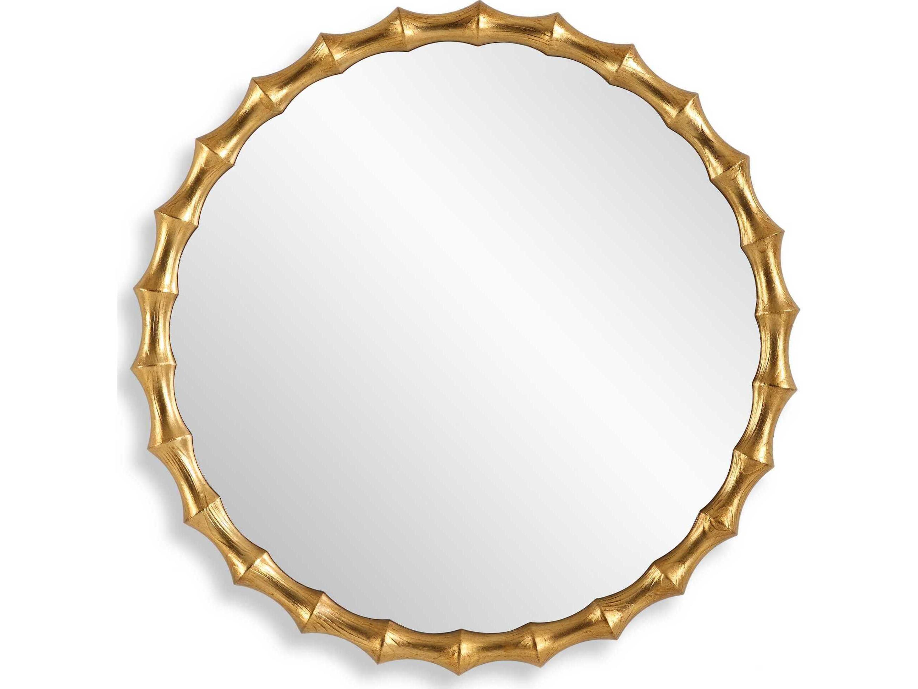 Nacala Antiqued Gold Leaf Round Wall Mirror