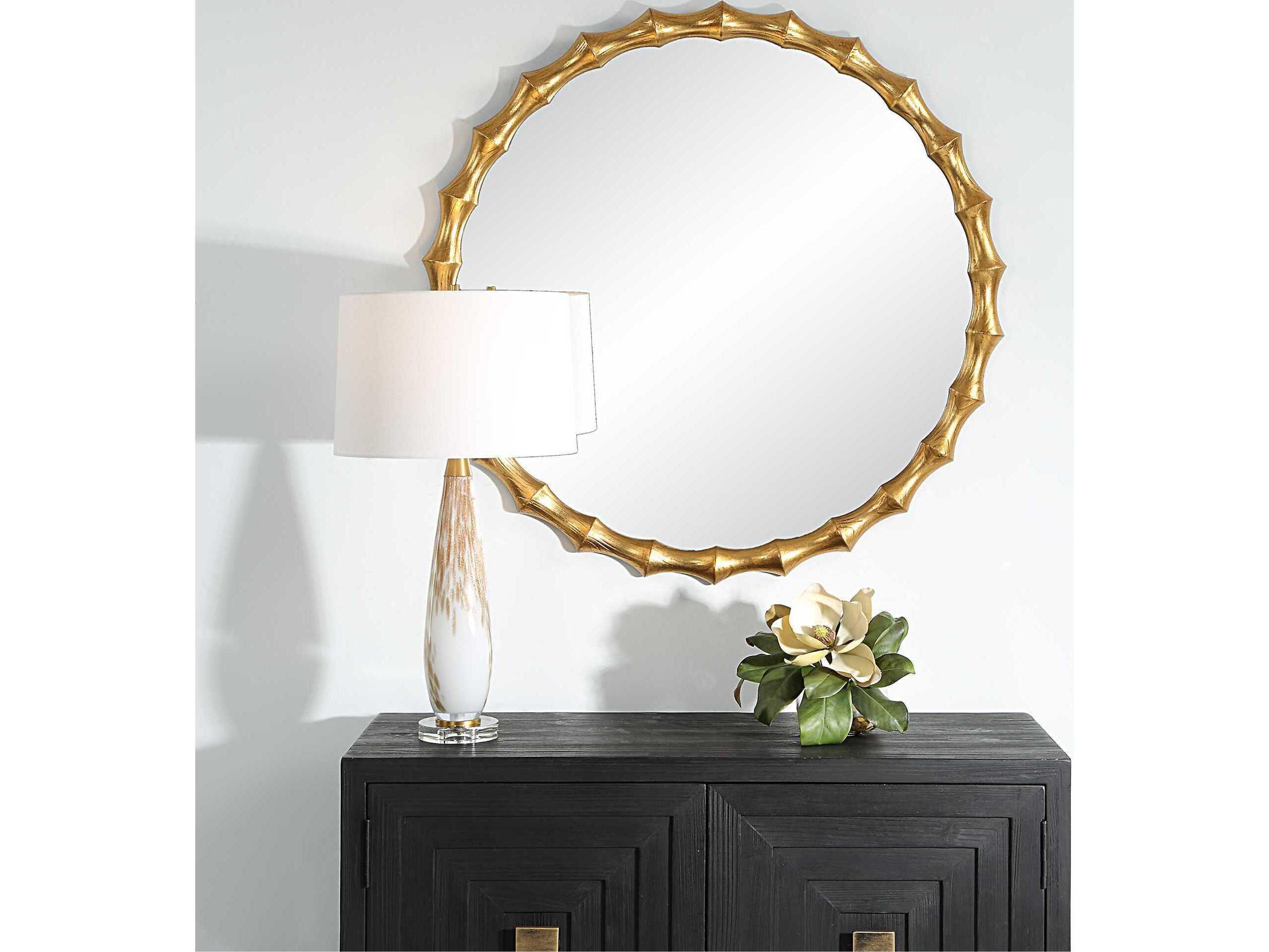 Uttermost Nacala Antiqued Gold Leaf Round Wall Mirror