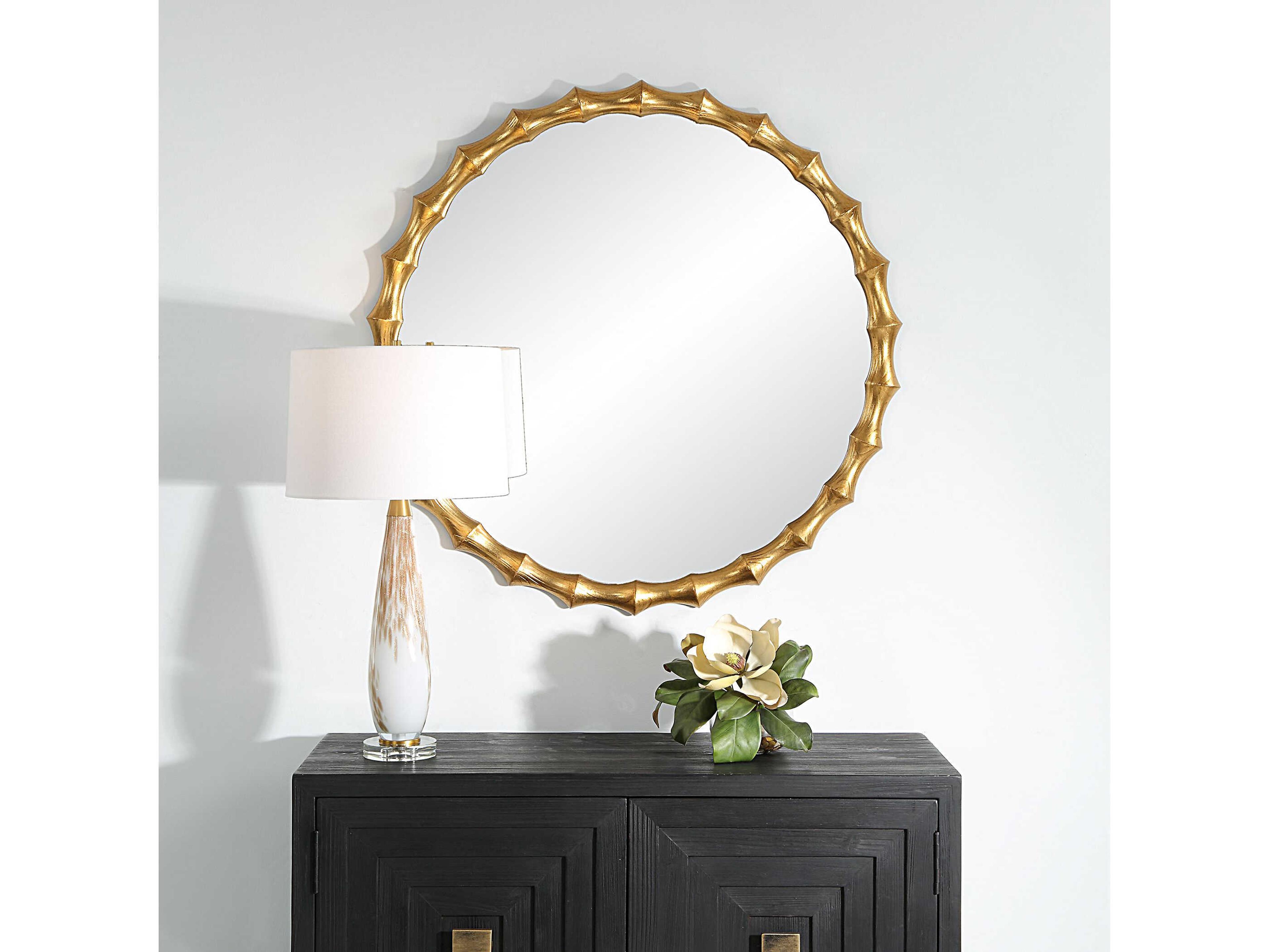 Uttermost Nacala Antiqued Gold Leaf Round Wall Mirror