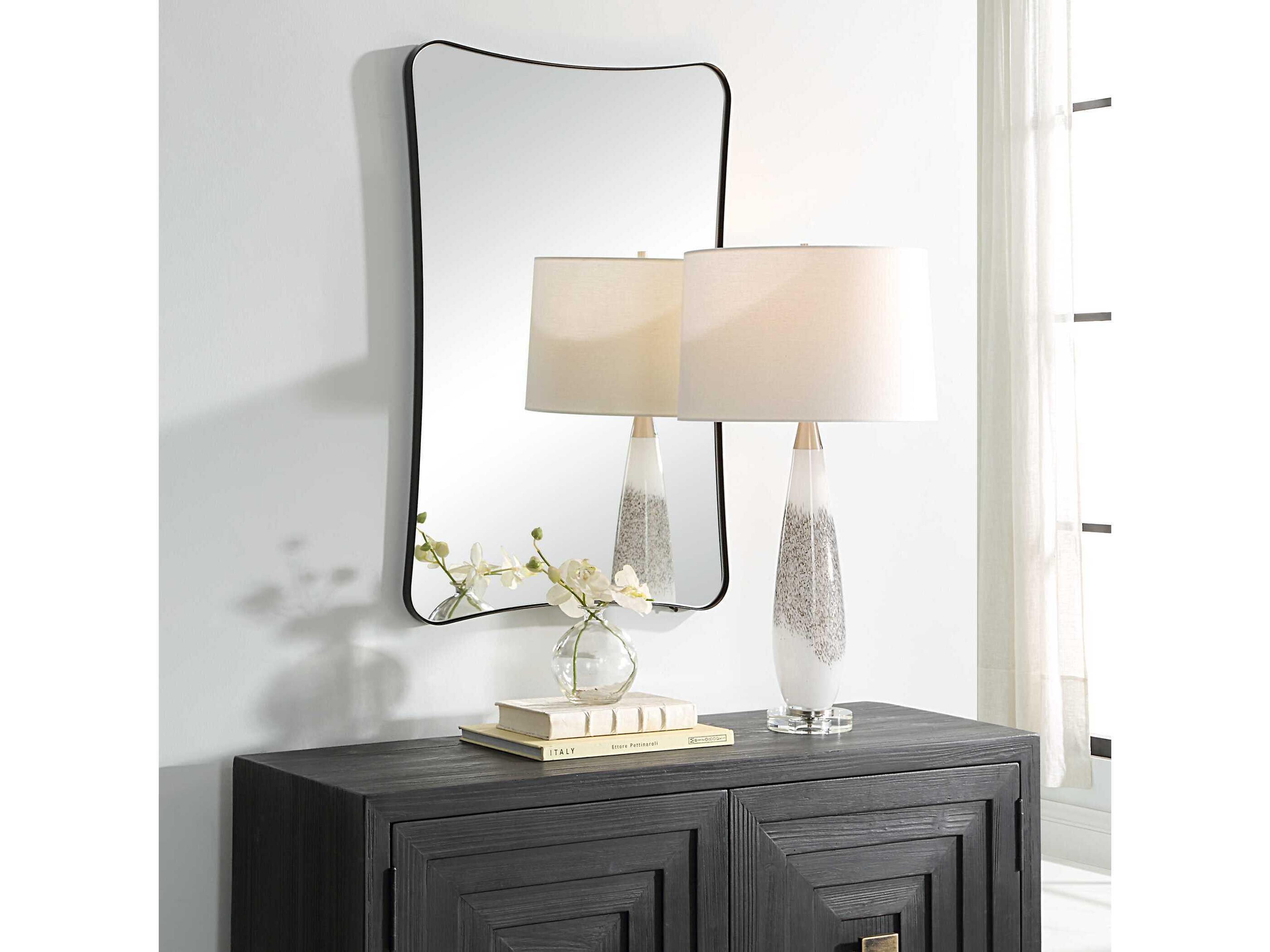 Uttermost Loudon Satin Black Rectangular Wall Mirror