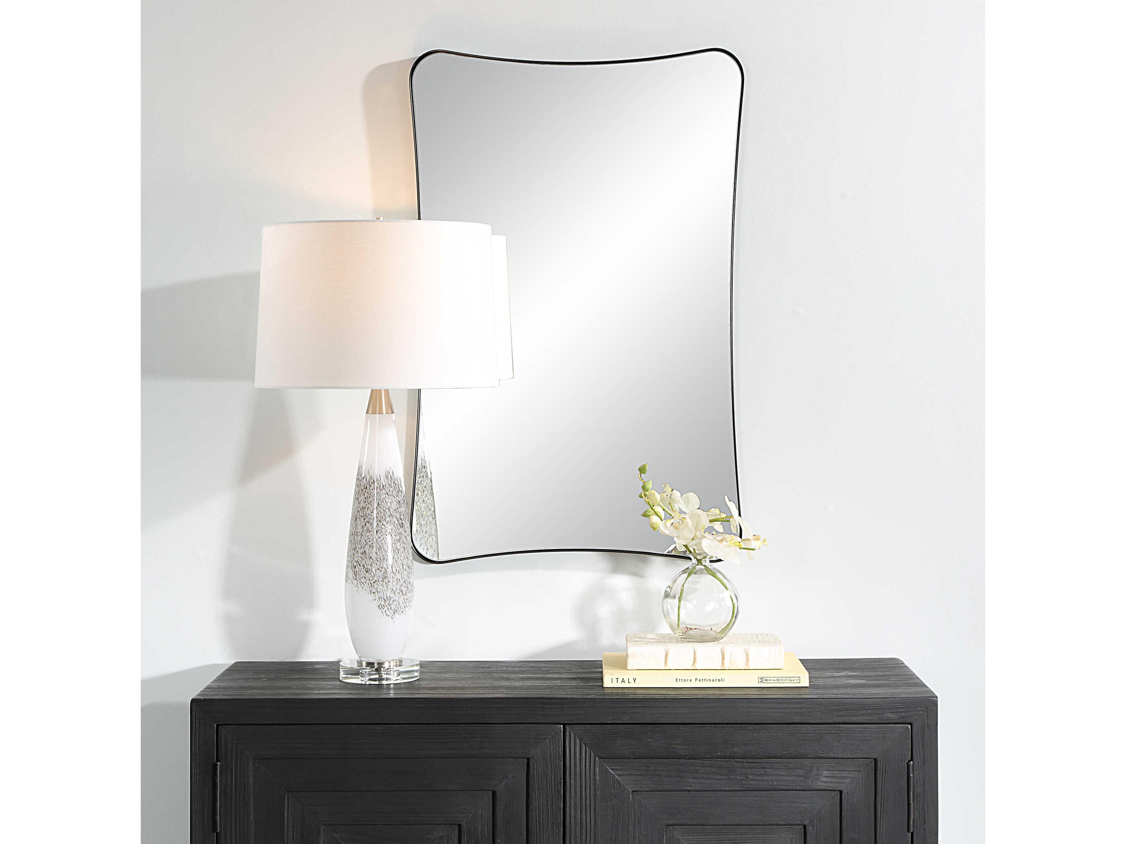 Uttermost Loudon Satin Black Rectangular Wall Mirror