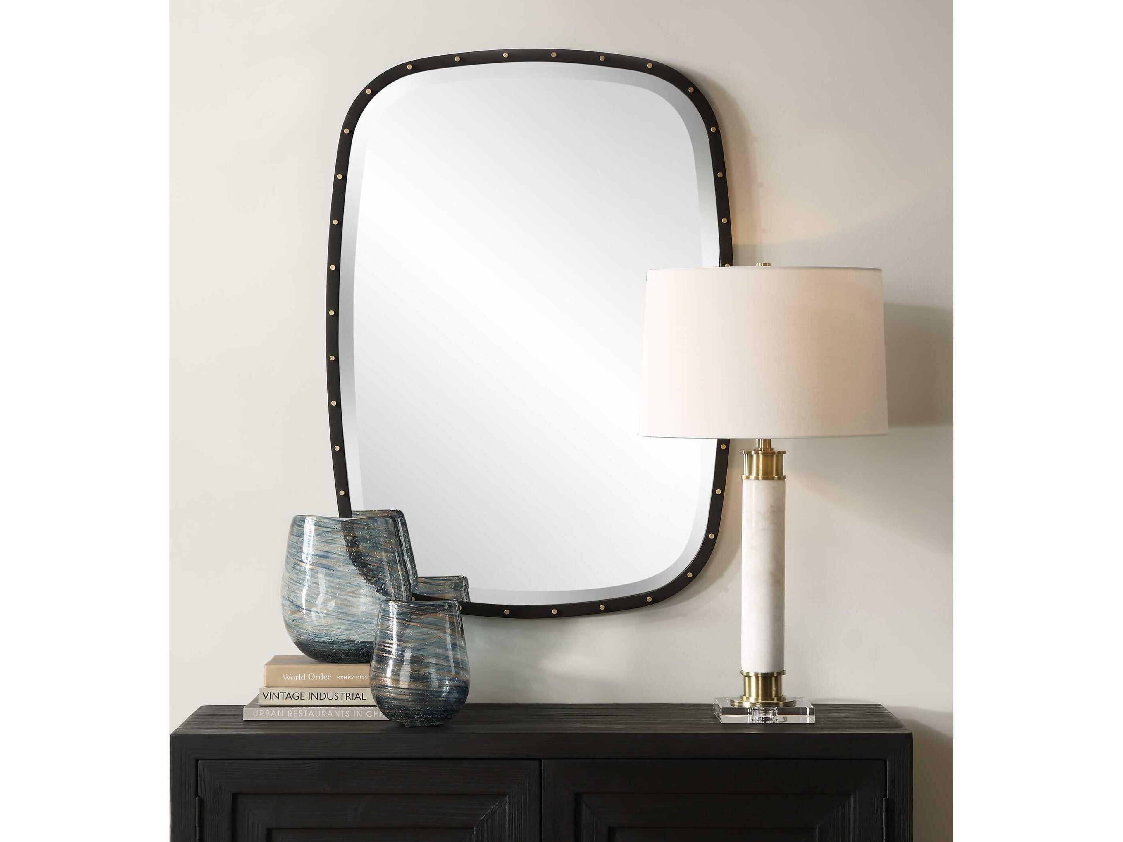 Uttermost Benedo Matte Black Rectangular Wall Mirror