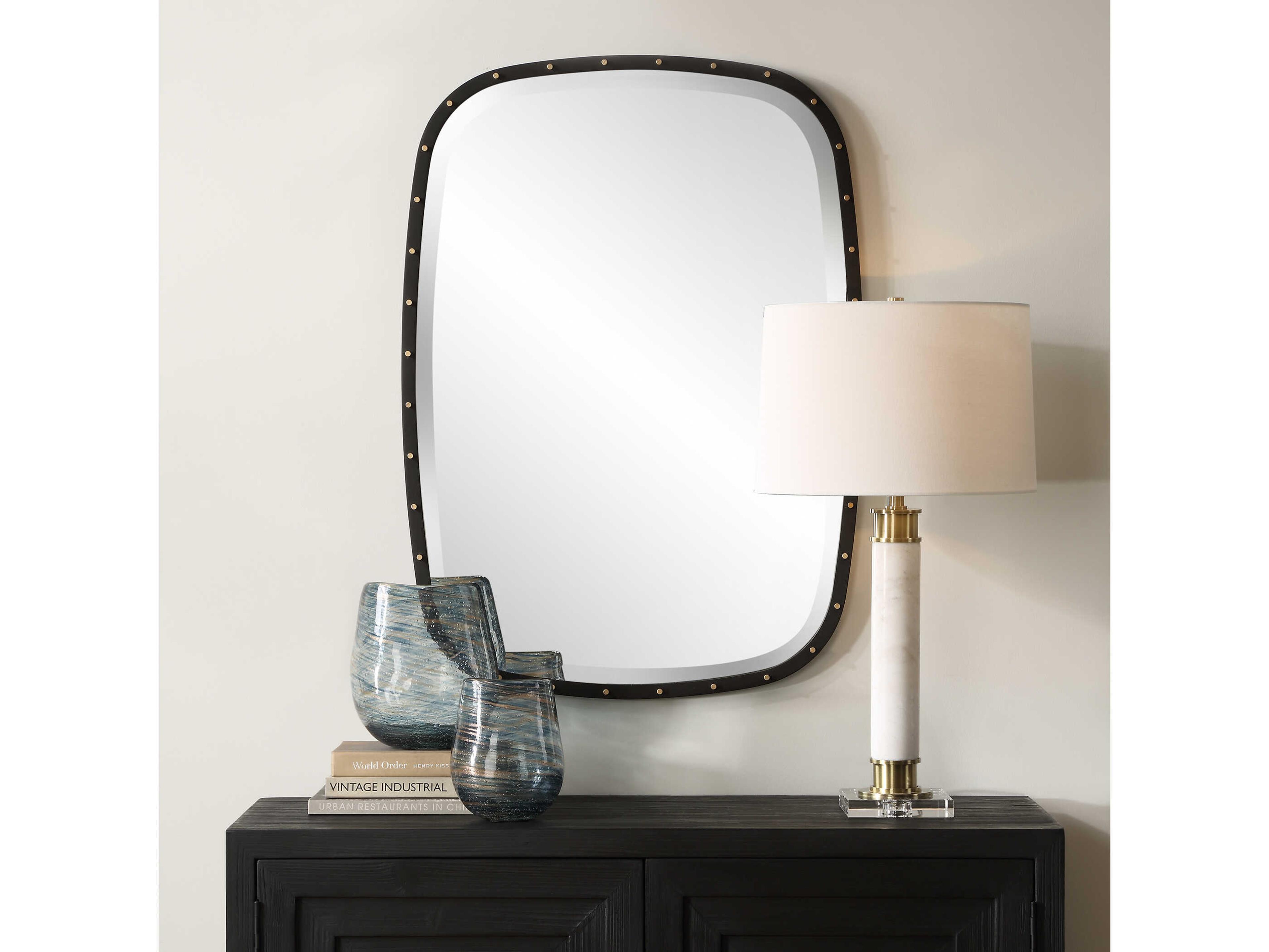 Uttermost Benedo Matte Black Rectangular Wall Mirror