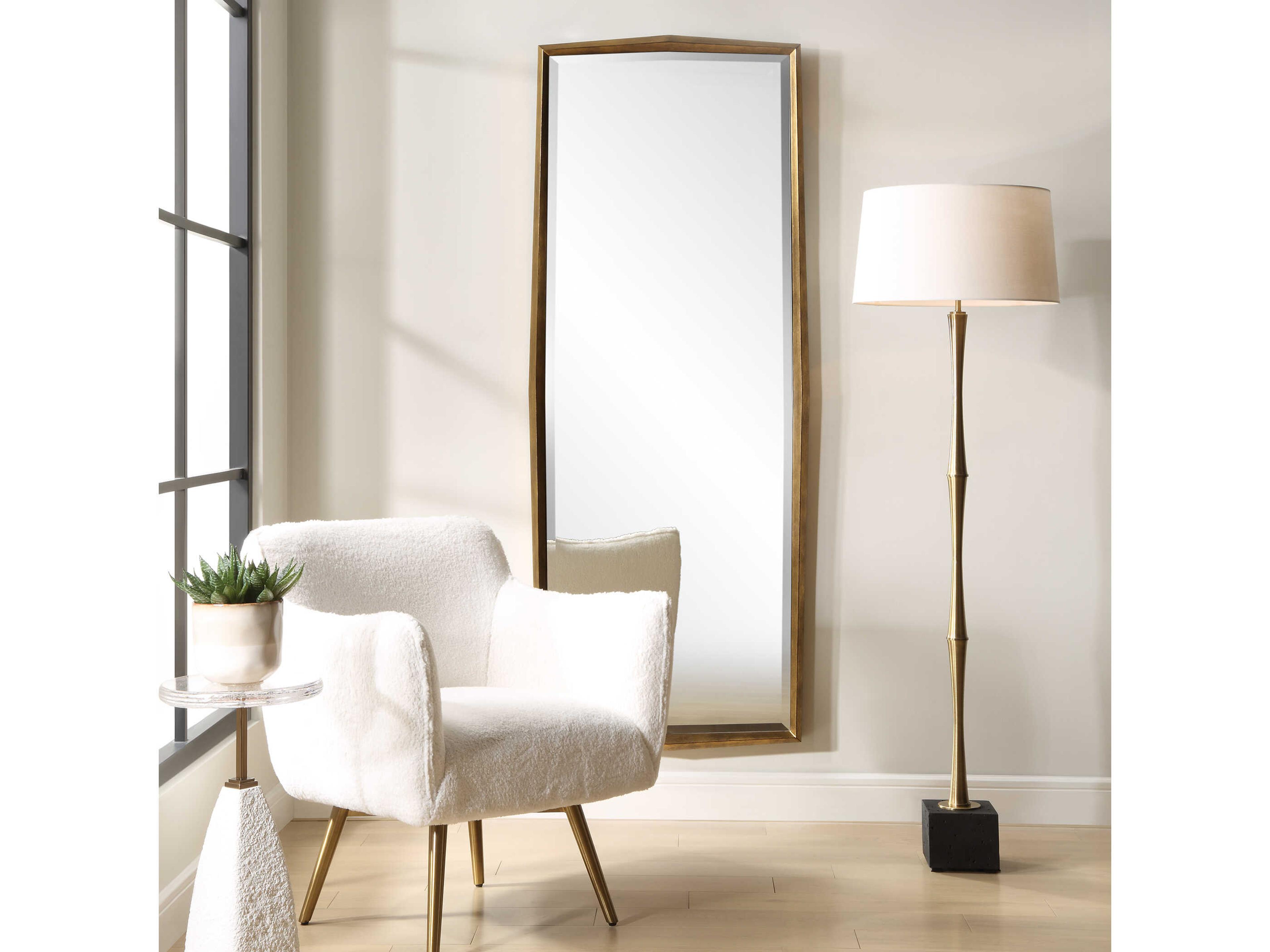 Uttermost On Point Antiqued Gold Leaf Rectangular Wall Mirror