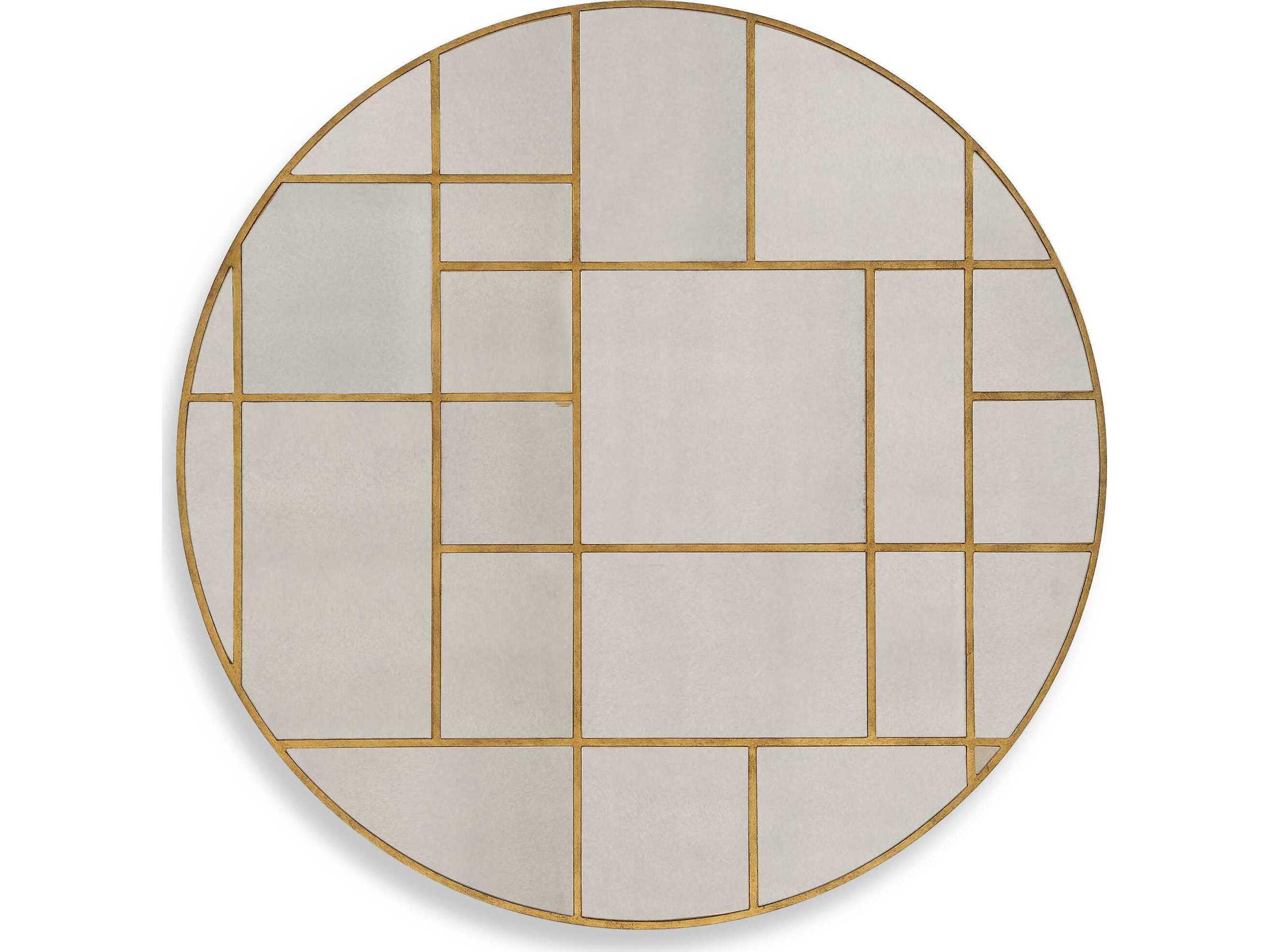 Uttermost Geometric Antiqued Gold Leaf Round Wall Mirror