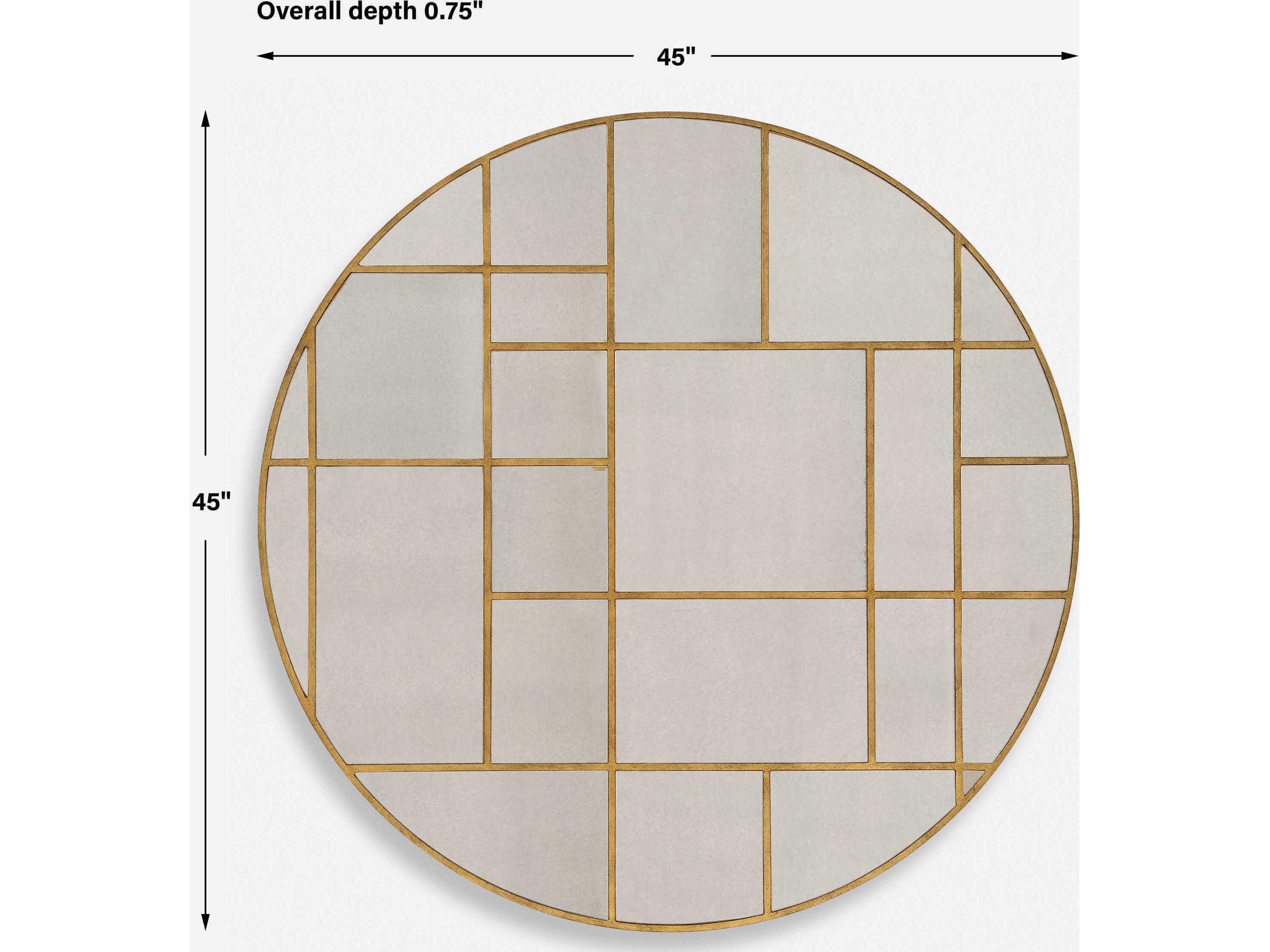 Uttermost Geometric Antiqued Gold Leaf Round Wall Mirror