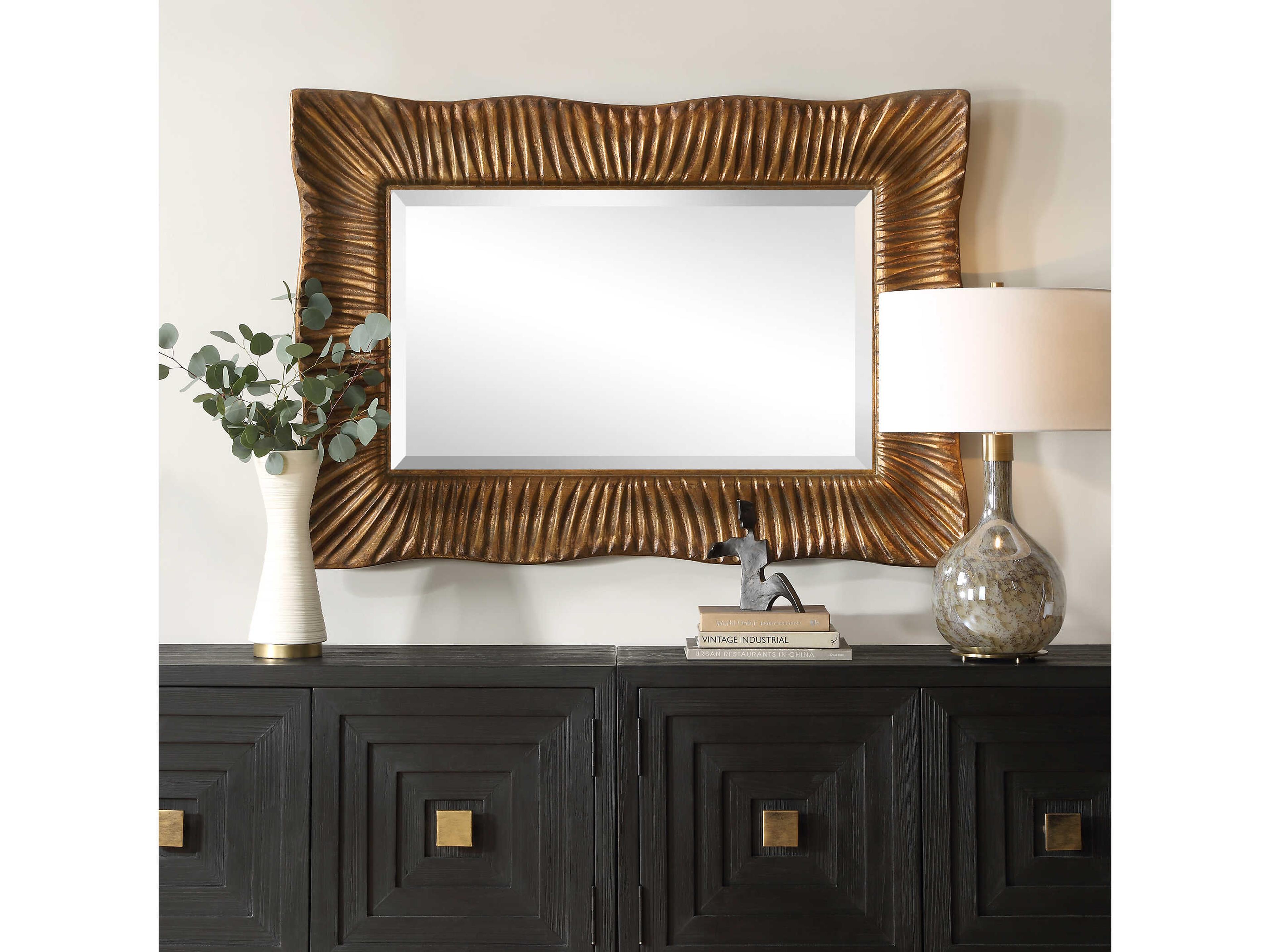 Uttermost Emerson Antiqued Gold Leaf Rectangular Wall Mirror