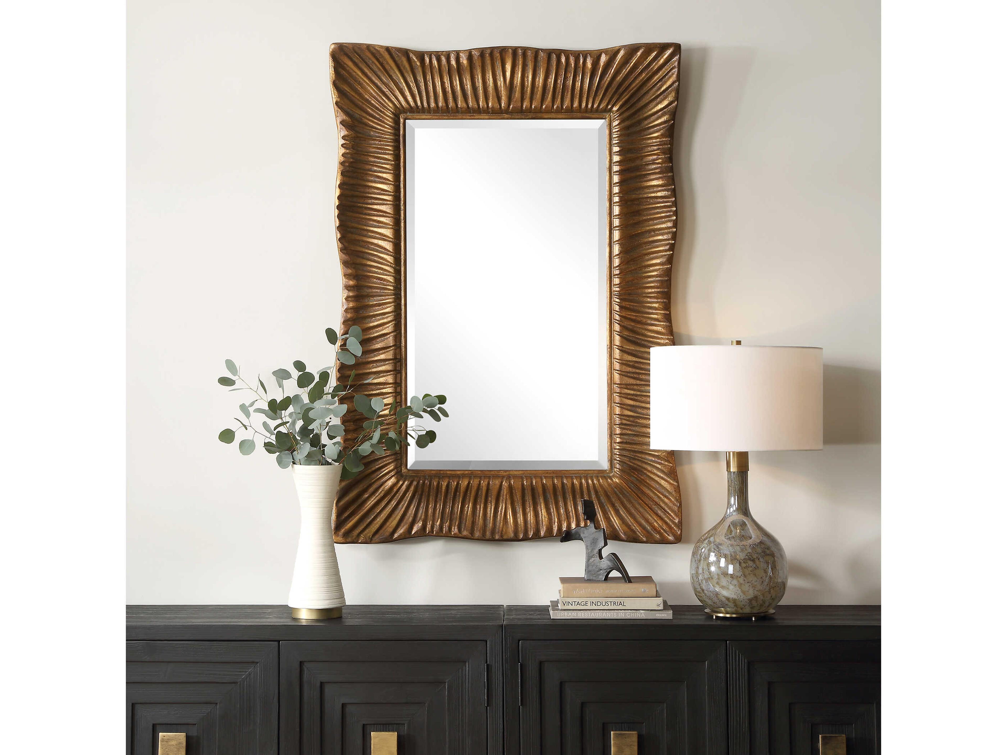 Uttermost Emerson Antiqued Gold Leaf Rectangular Wall Mirror