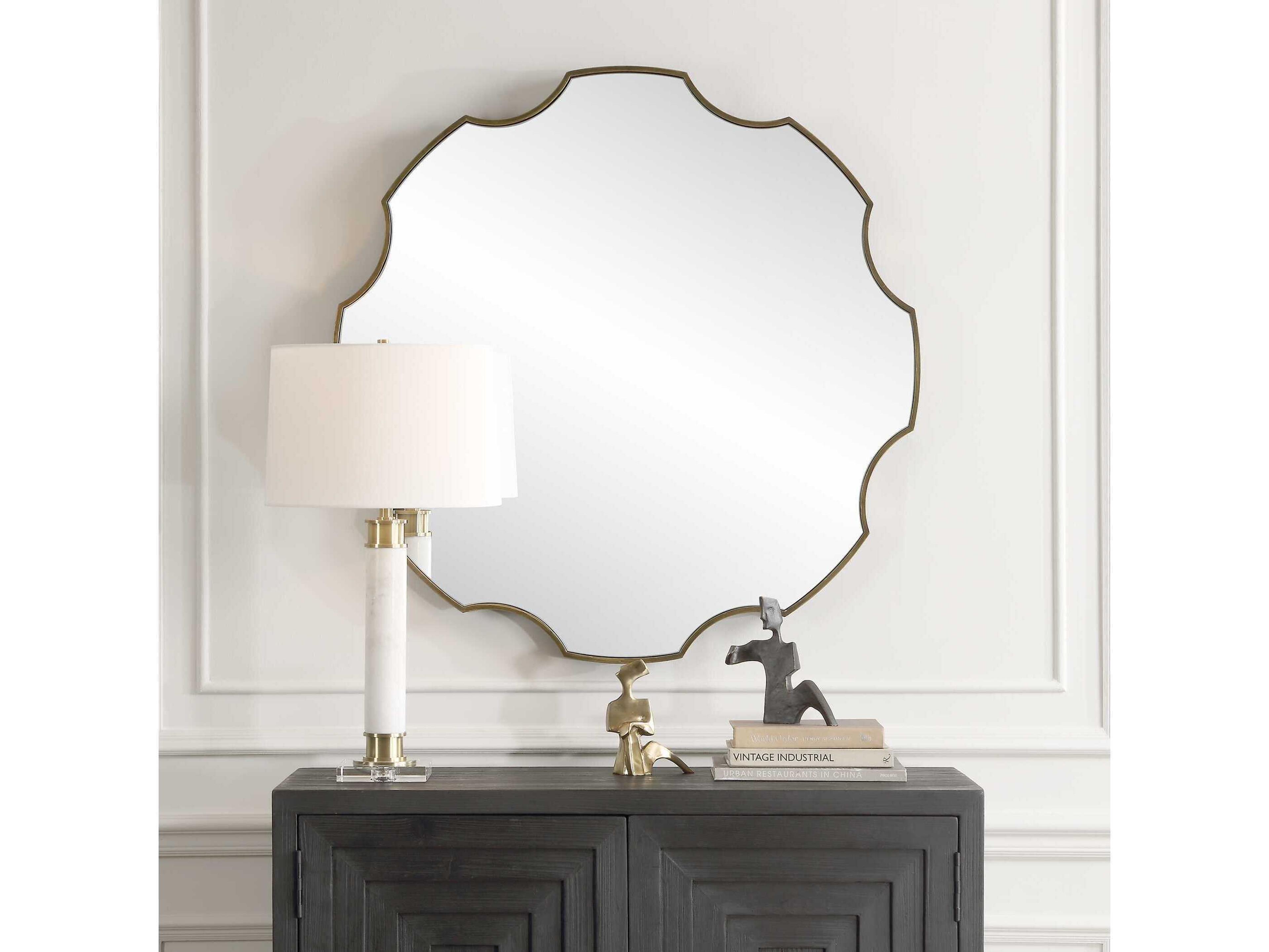 Uttermost Gearing Up Antiqued Golden Bronze Round Wall Mirror