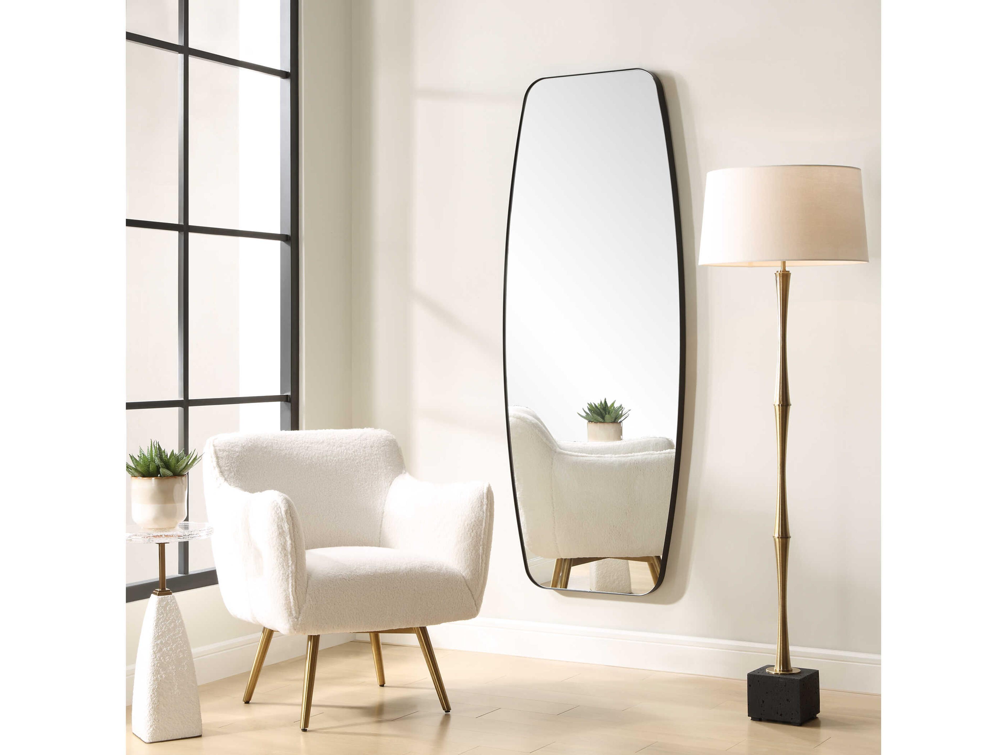 Uttermost Caspian Satin Black Rectangular Wall Mirror