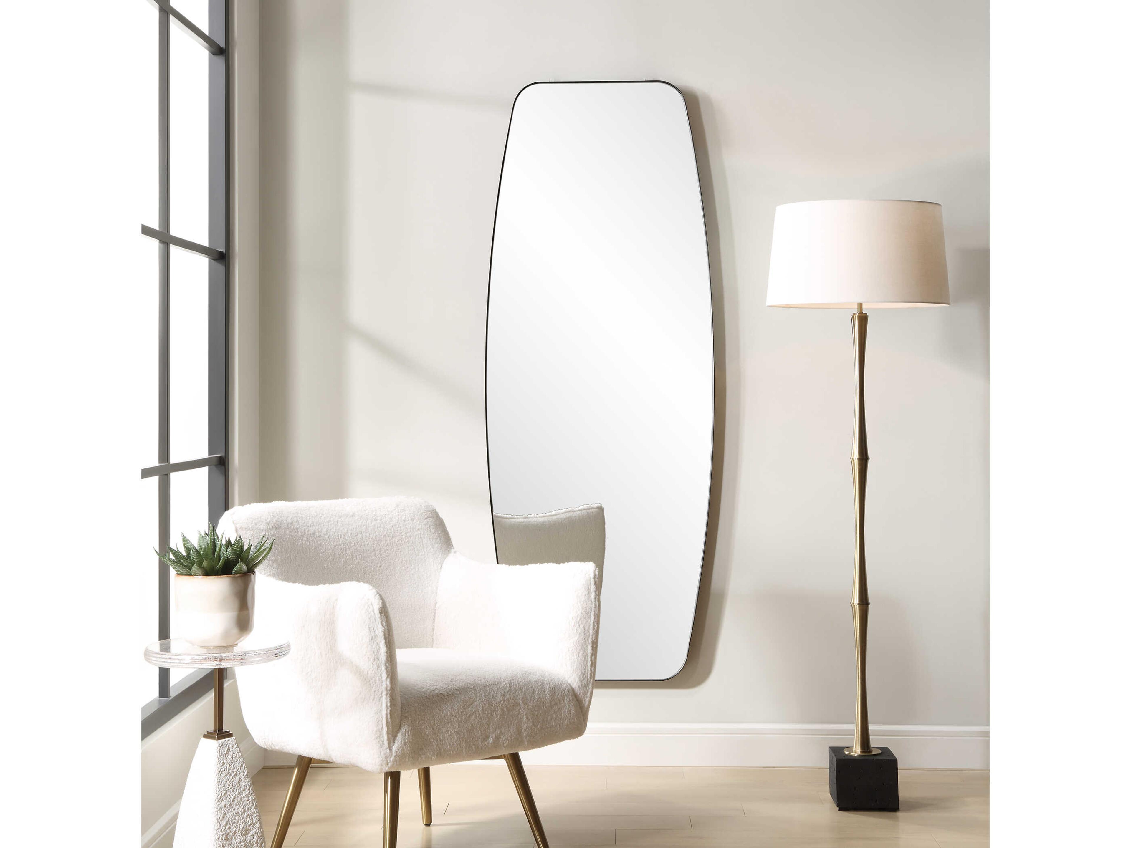 Uttermost Caspian Satin Black Rectangular Wall Mirror