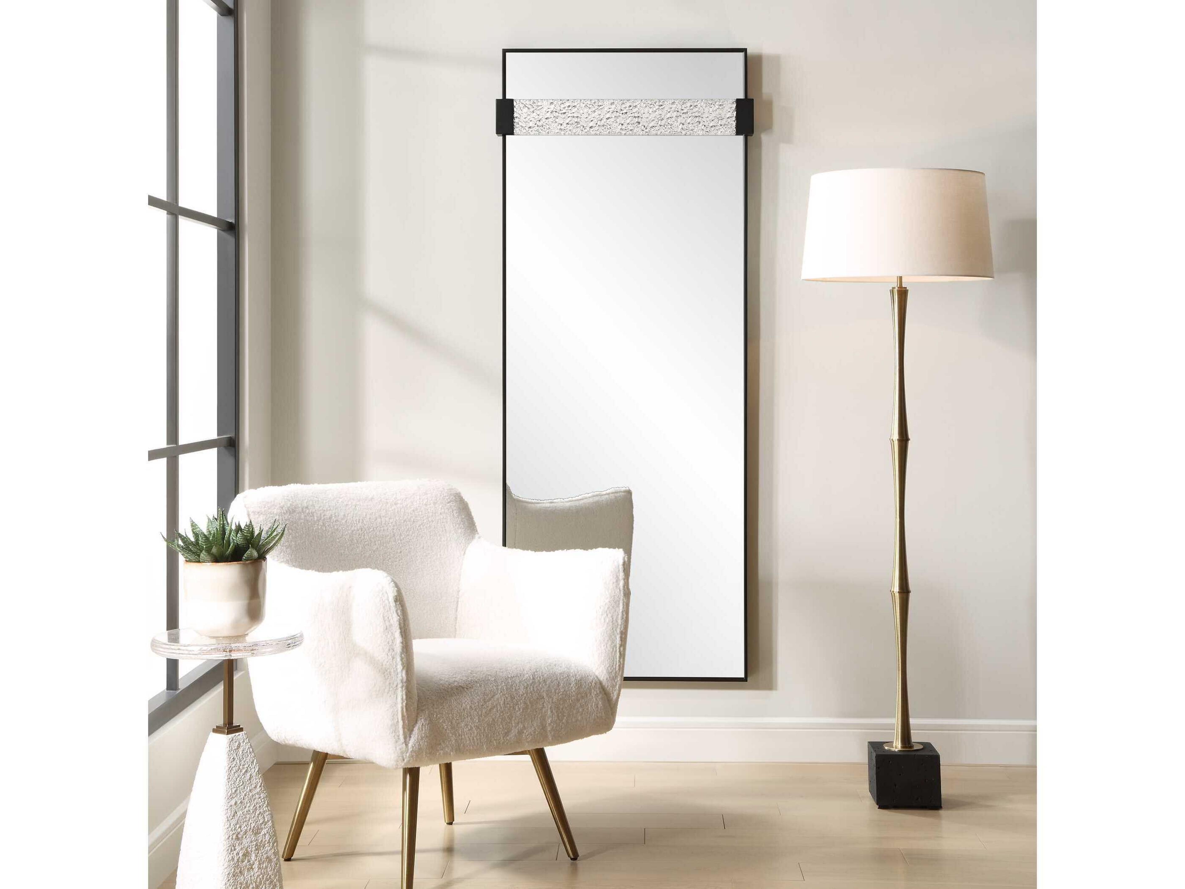 Uttermost Stratton Satin Black Rectangular Wall Mirror