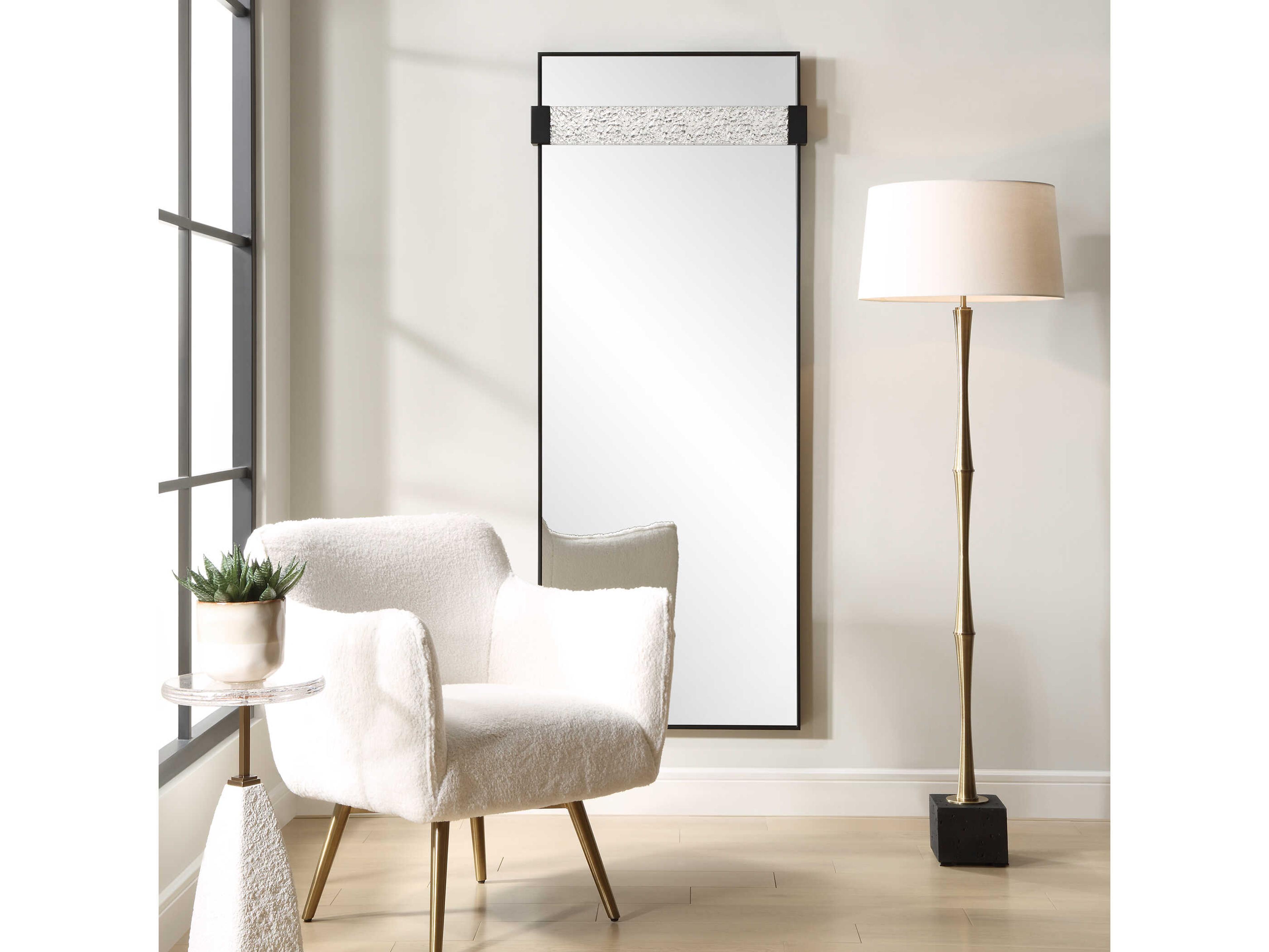 Uttermost Stratton Satin Black Rectangular Wall Mirror