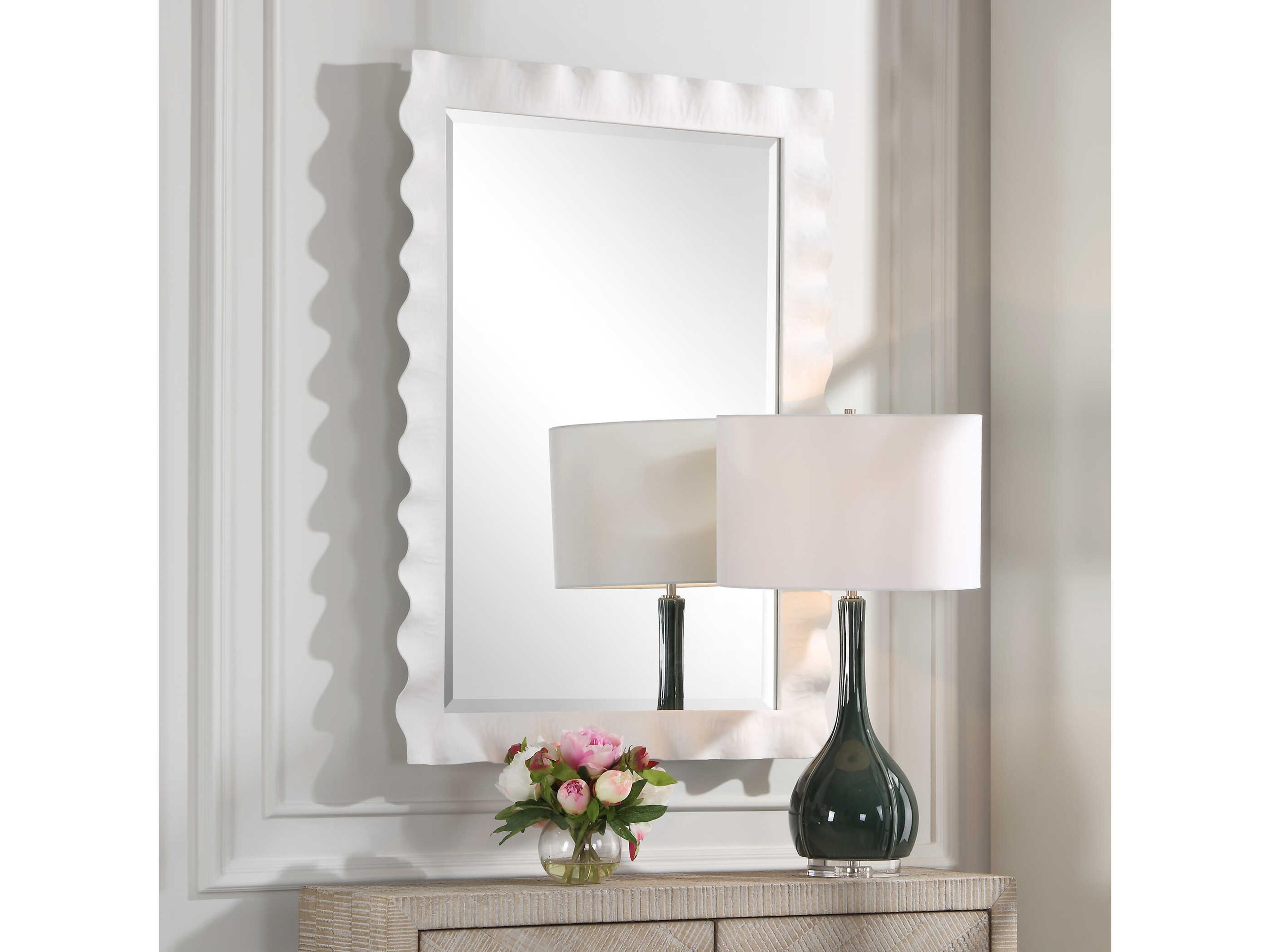 Uttermost Haya White Rectangular Wall Mirror