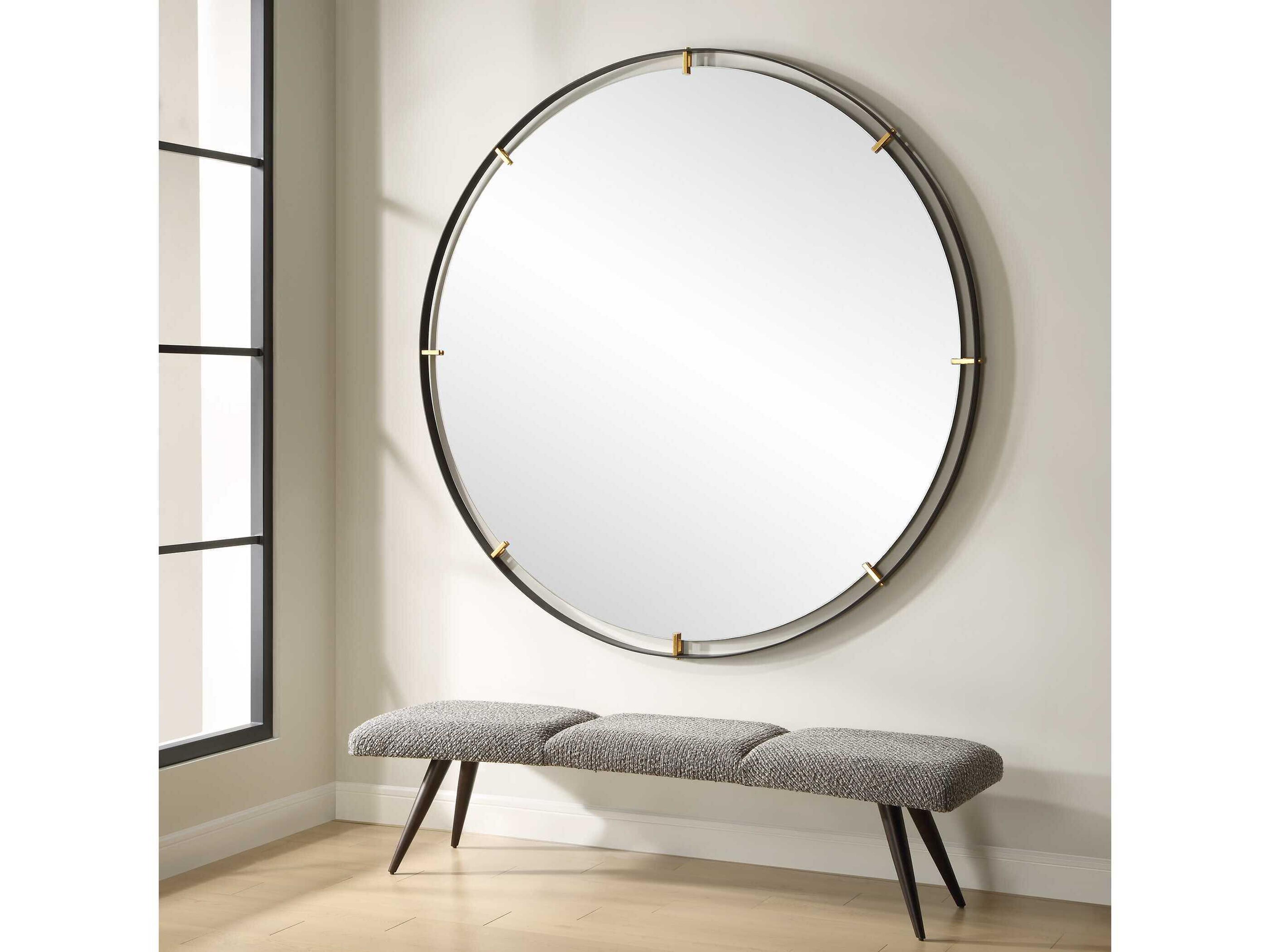 Uttermost Grand Pendulum Black Round Wall Mirror